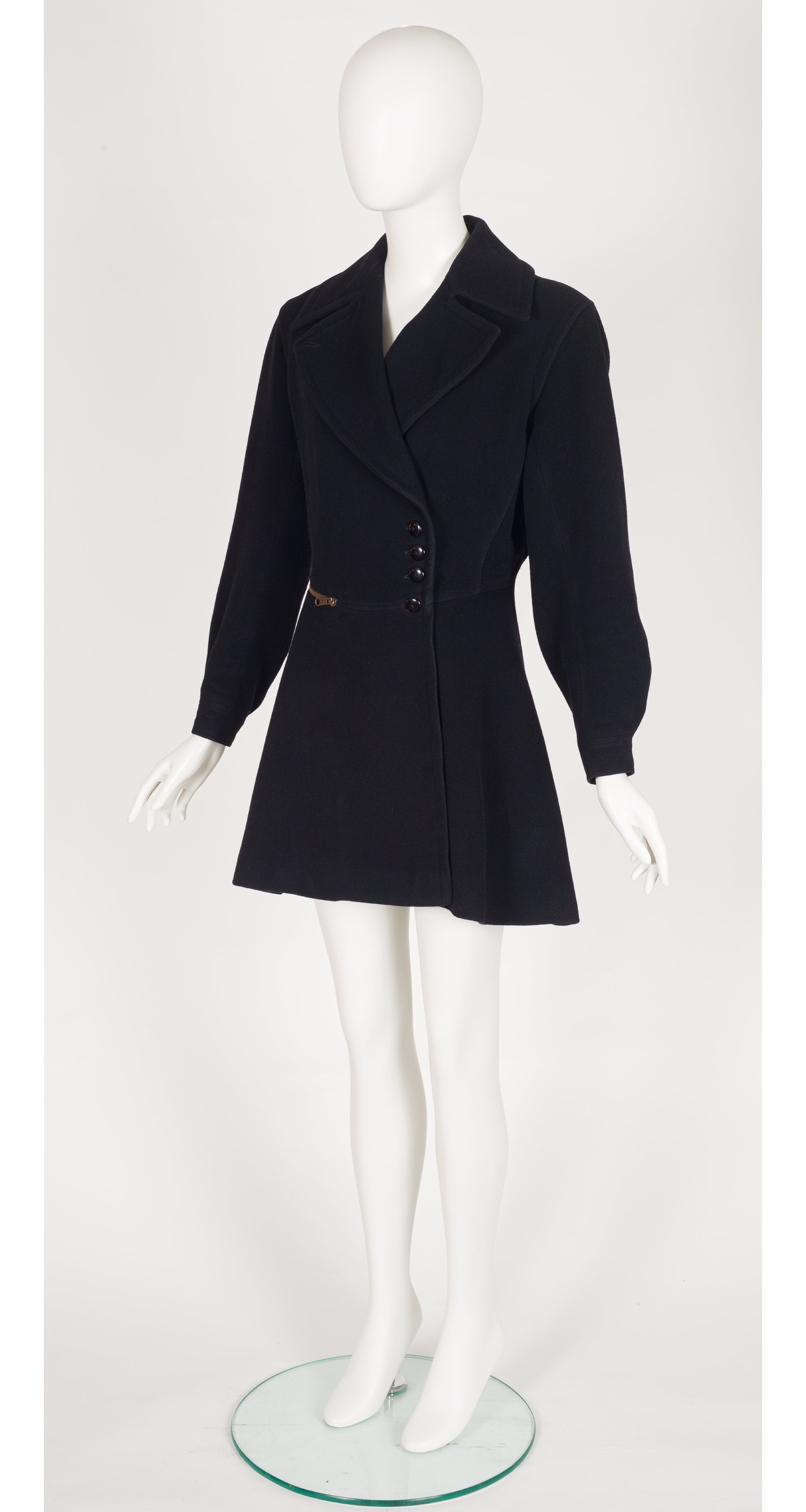 1990-91 F/W Runway Black Wool Lace-Up Back Coat