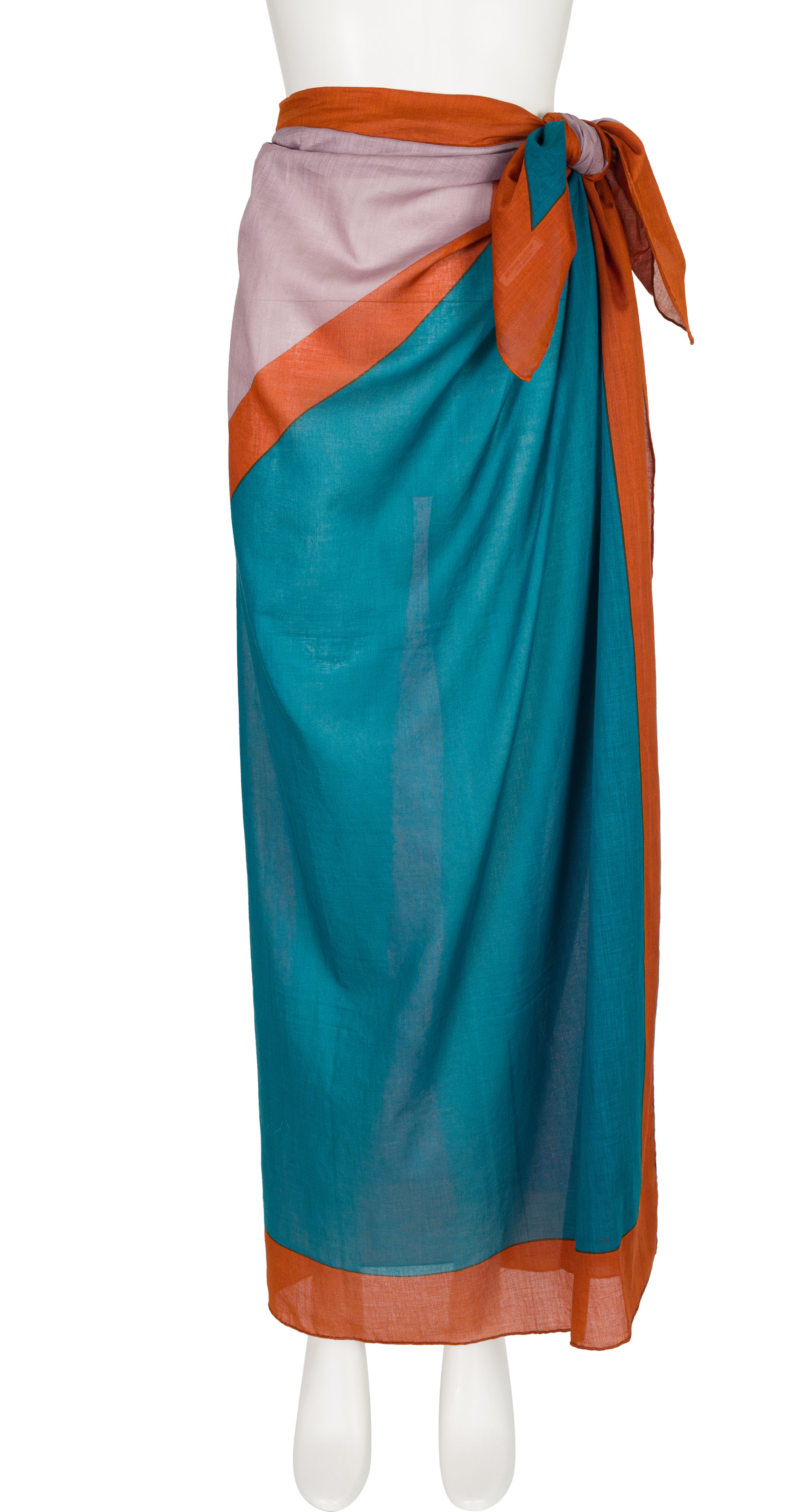 1980s Color Block Cotton Beach Pareo Wrap