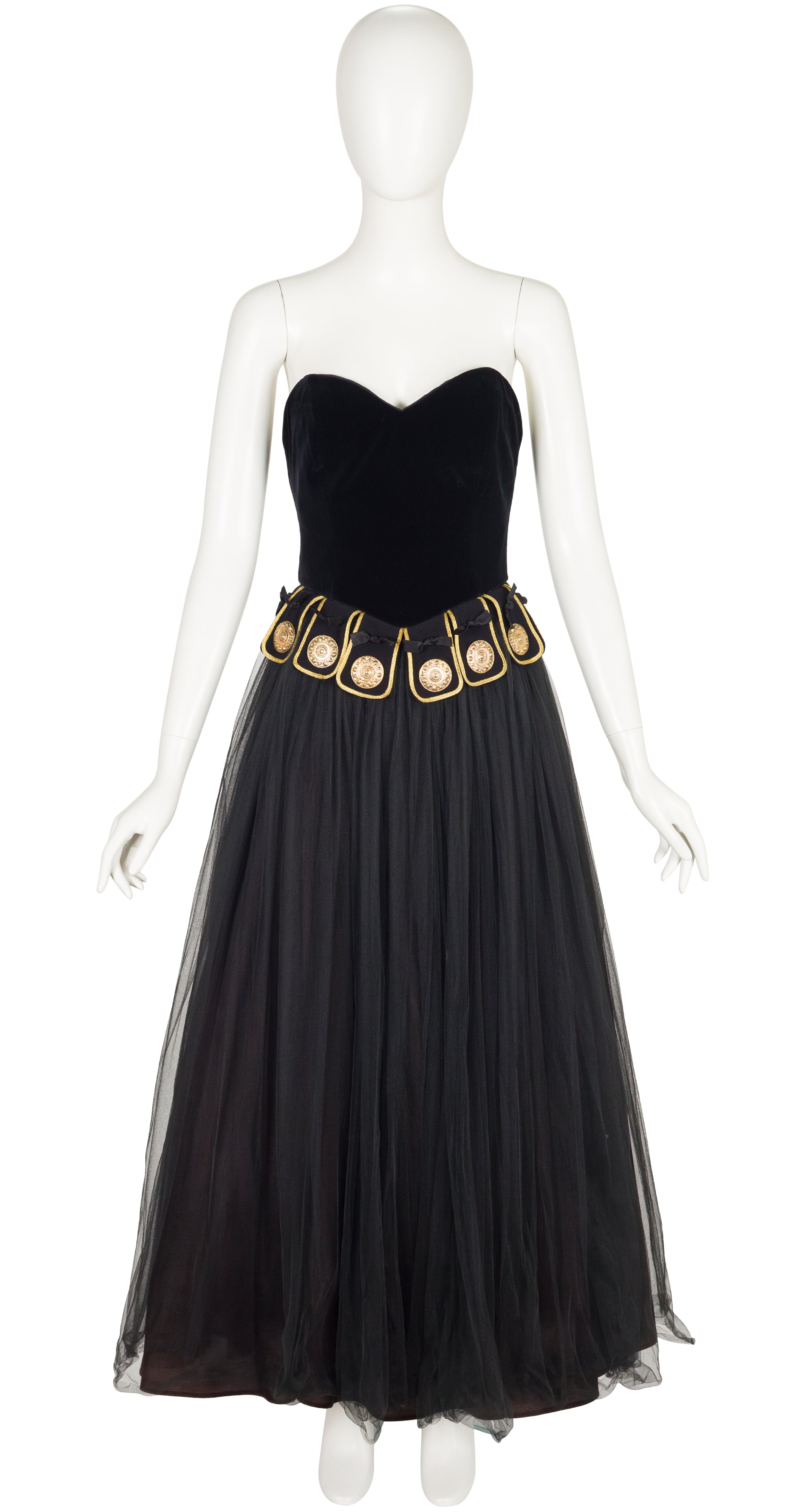 1990-91 F/W Roman Centurion Black Bustier Evening Gown