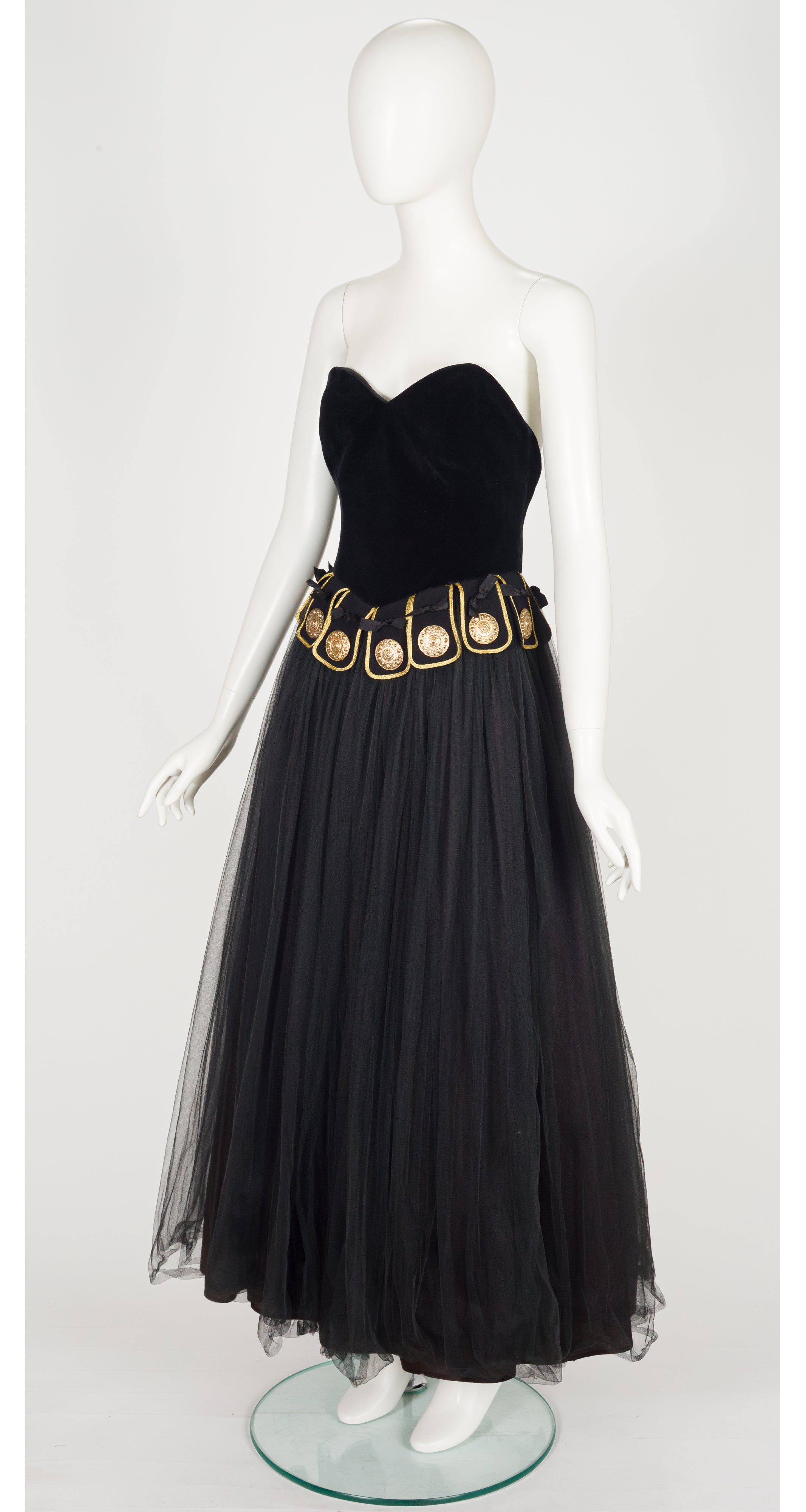 1990-91 F/W Roman Centurion Black Bustier Evening Gown