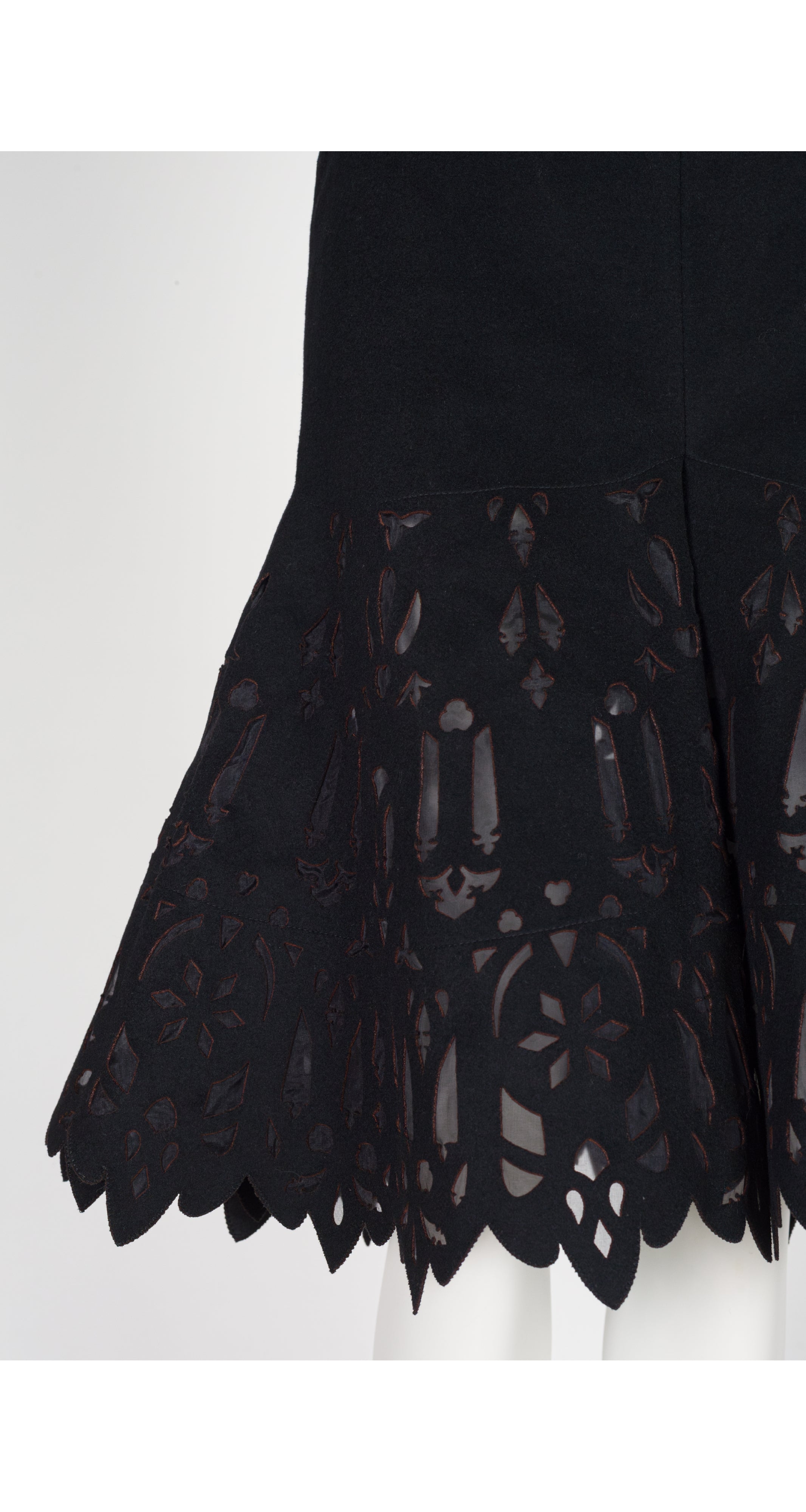 2004 Pre-Fall Black Wool Laser Cut Mermaid Skirt