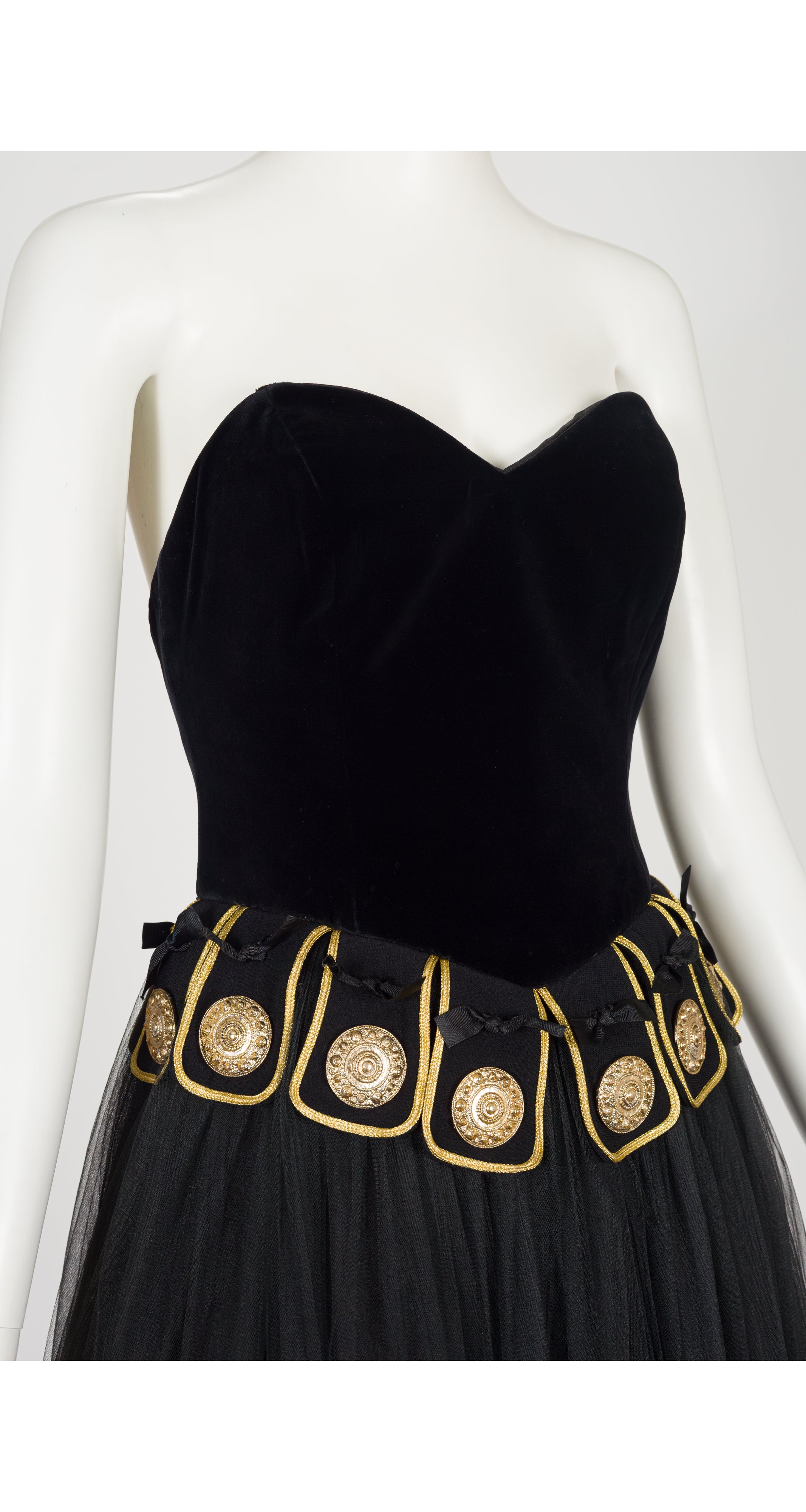 1990-91 F/W Roman Centurion Black Bustier Evening Gown