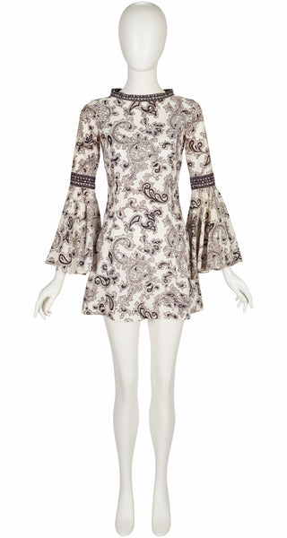 bell sleeve mini dress 70s Handmade Dress: Boho Paisley Cotton Tunic and a bold cat Katie Mae Dress- Bell sleeve