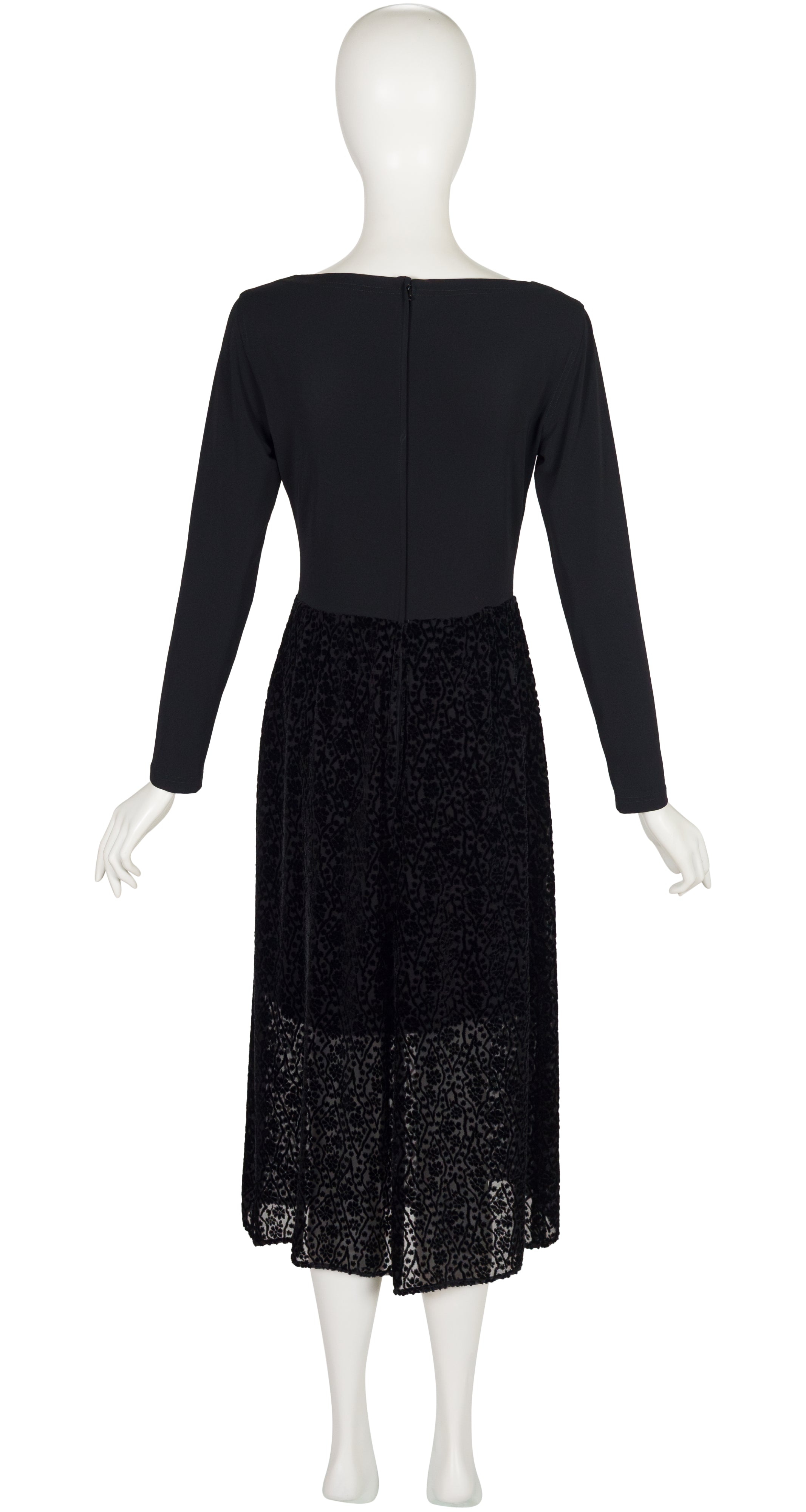 1996-97 F/W Black Floral Devoré Velvet Maxi Dress