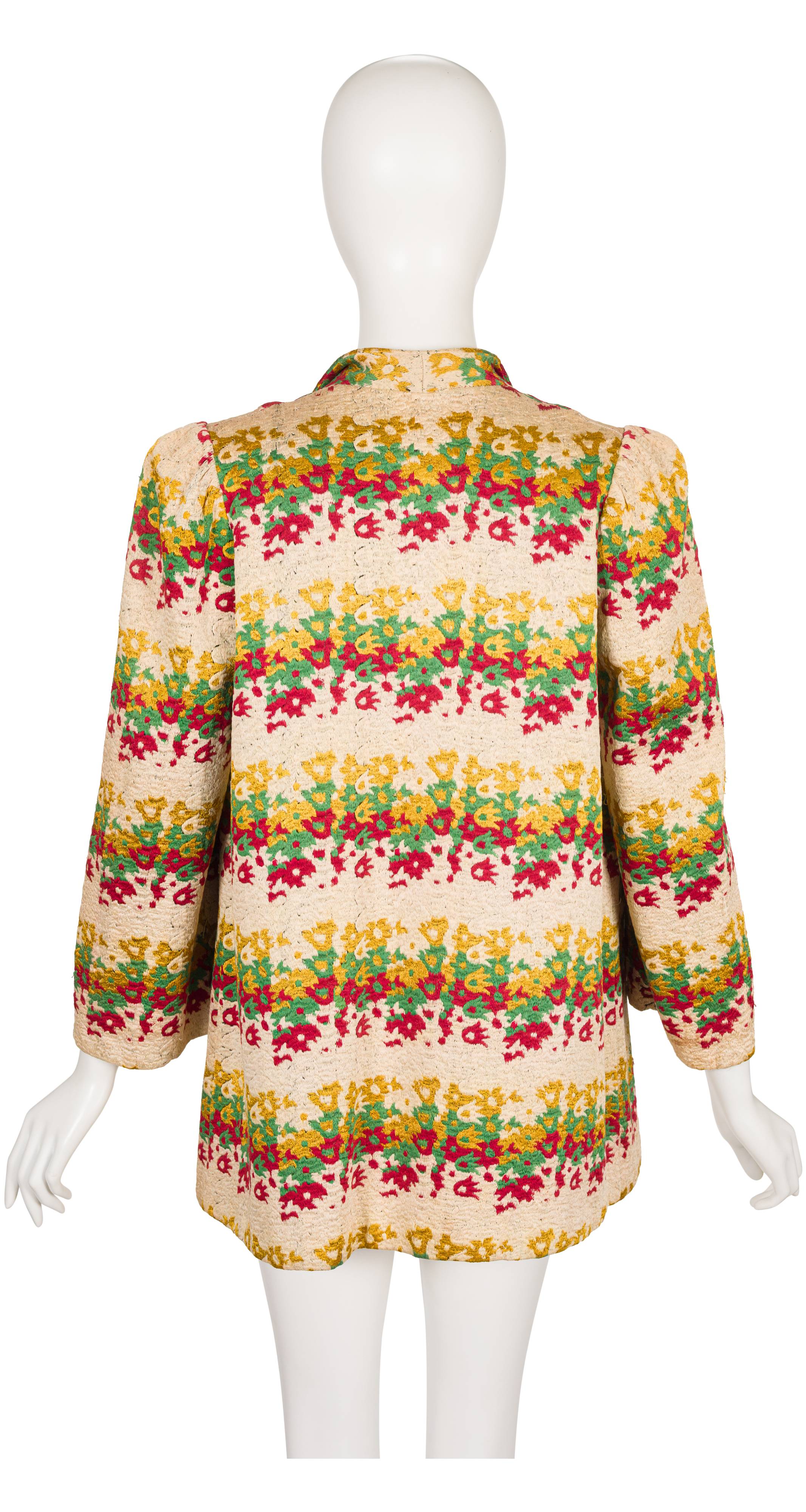 1940s Floral Heavily Embroidered Puff Shoulder Jacket