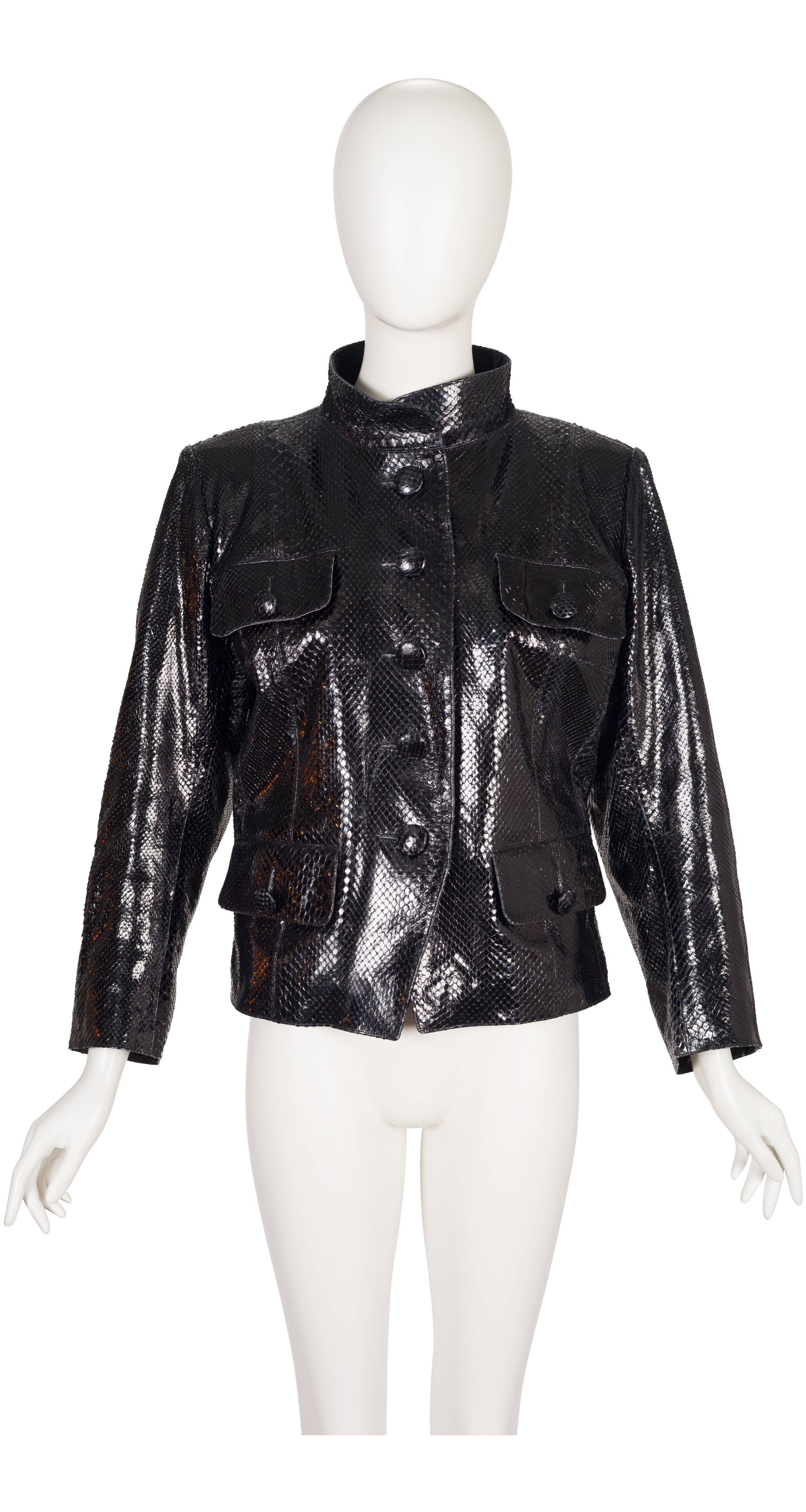 1986-87 F/W Black Snakeskin Stand Up Collar Jacket