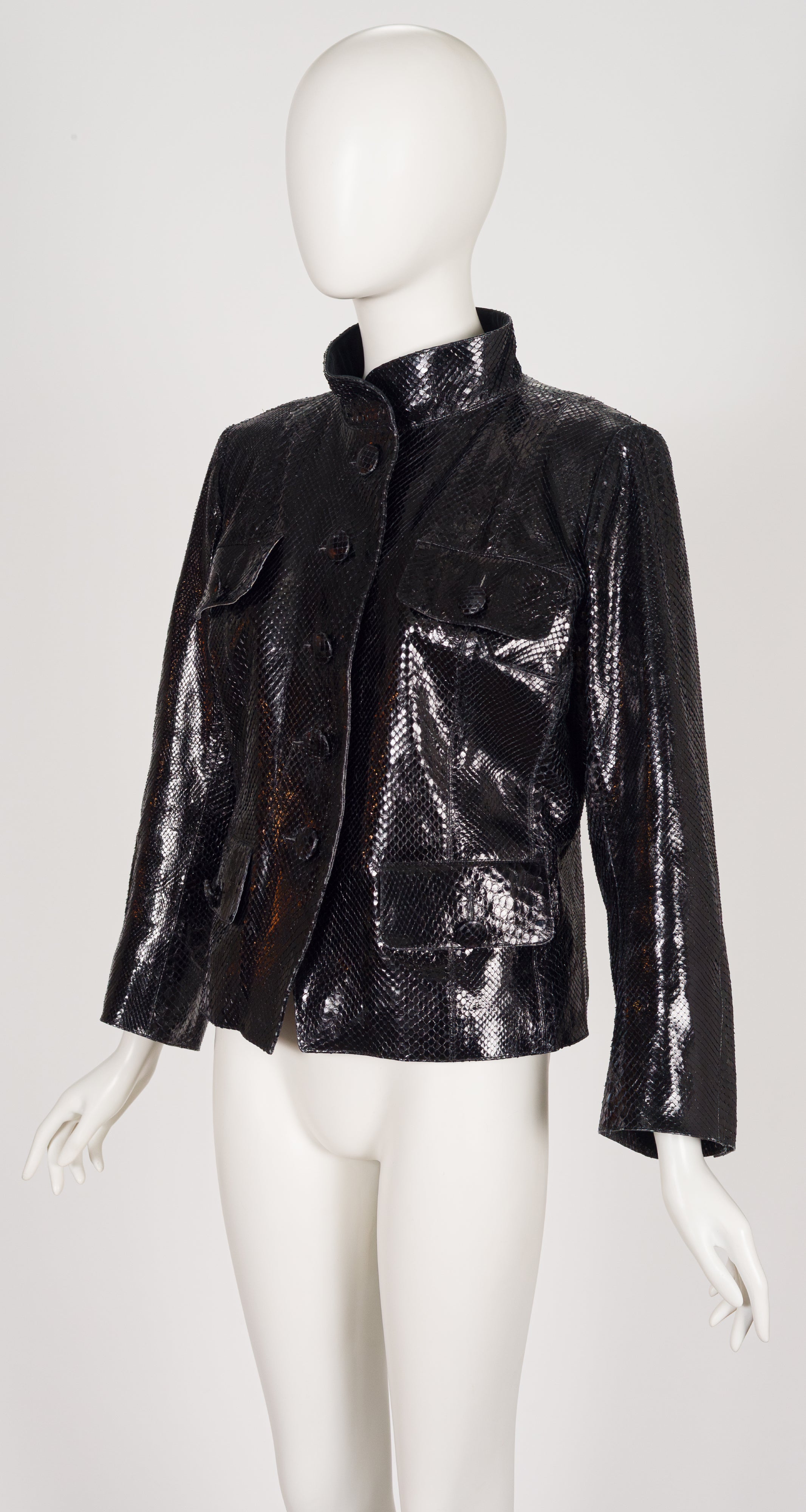 1986-87 F/W Black Snakeskin Stand Up Collar Jacket