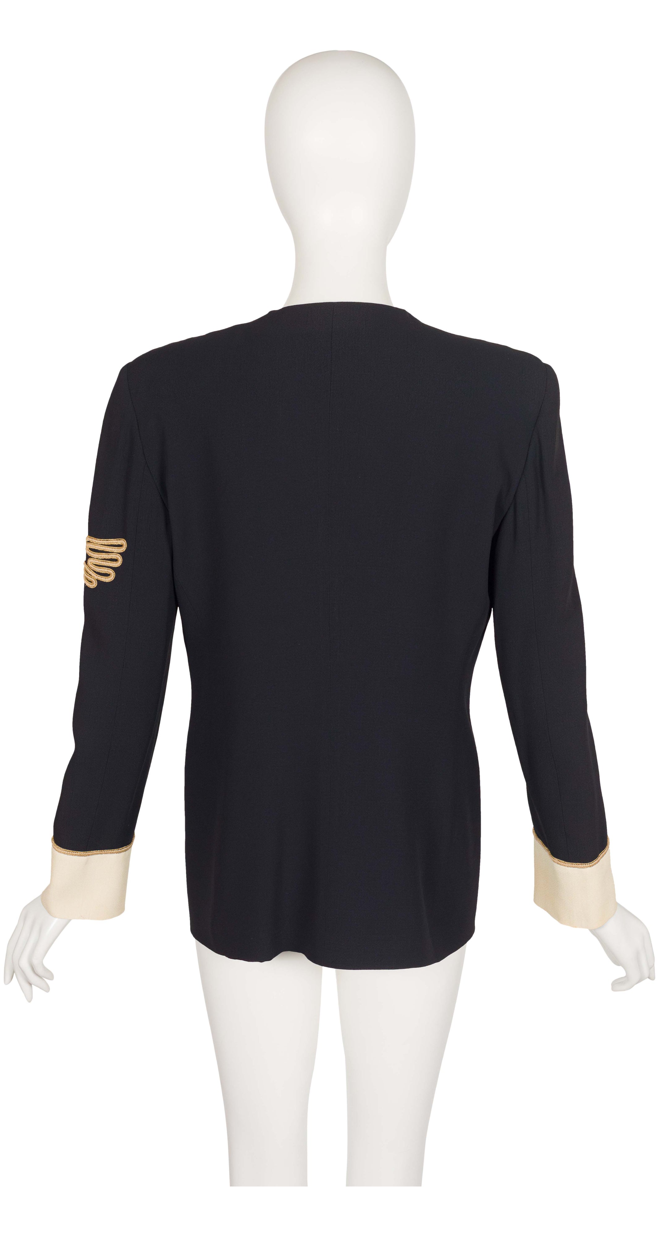 1993 S/S Logo Sleeve Black Viscose Crepe Blazer