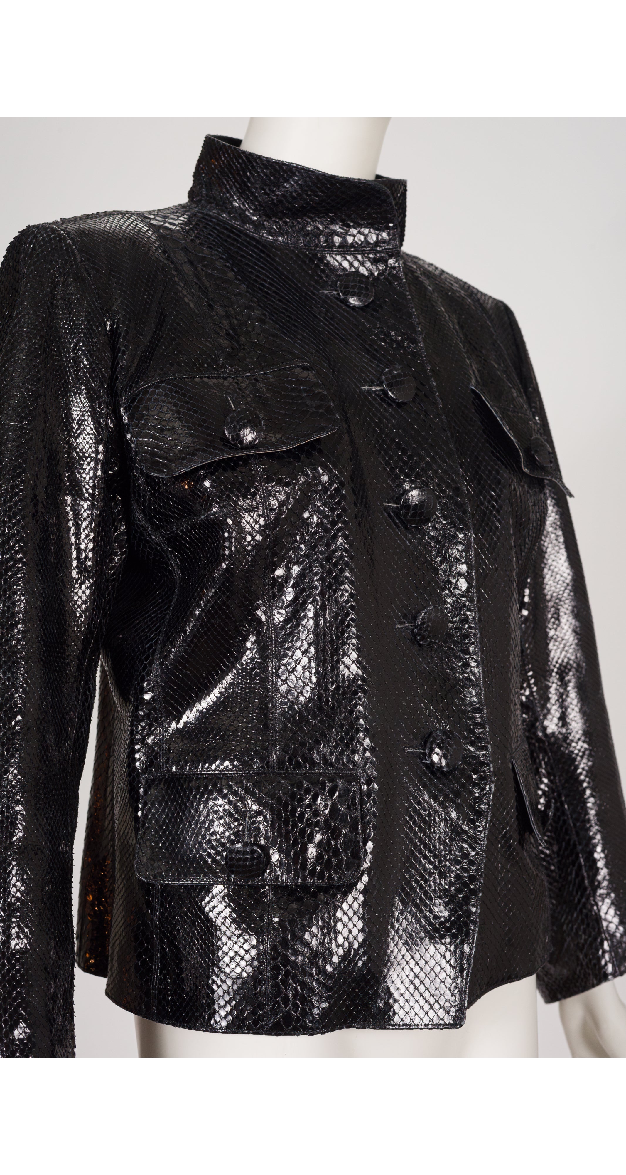 1986-87 F/W Black Snakeskin Stand Up Collar Jacket