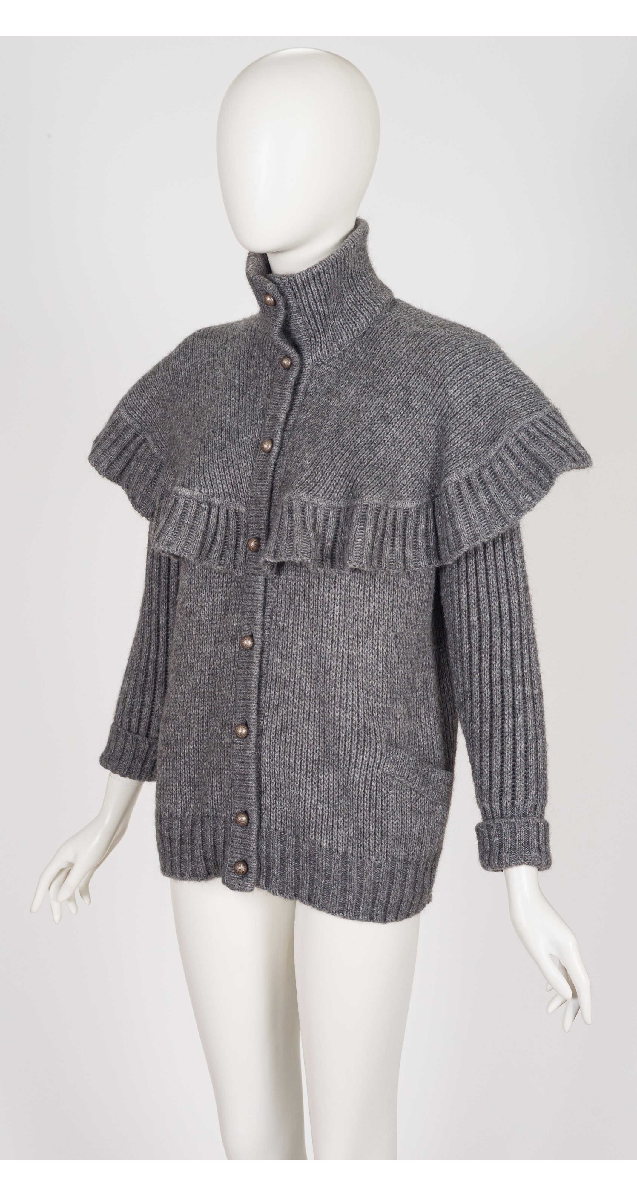 1981-82 F/W Gray Mohair Knit Capelet Cardigan