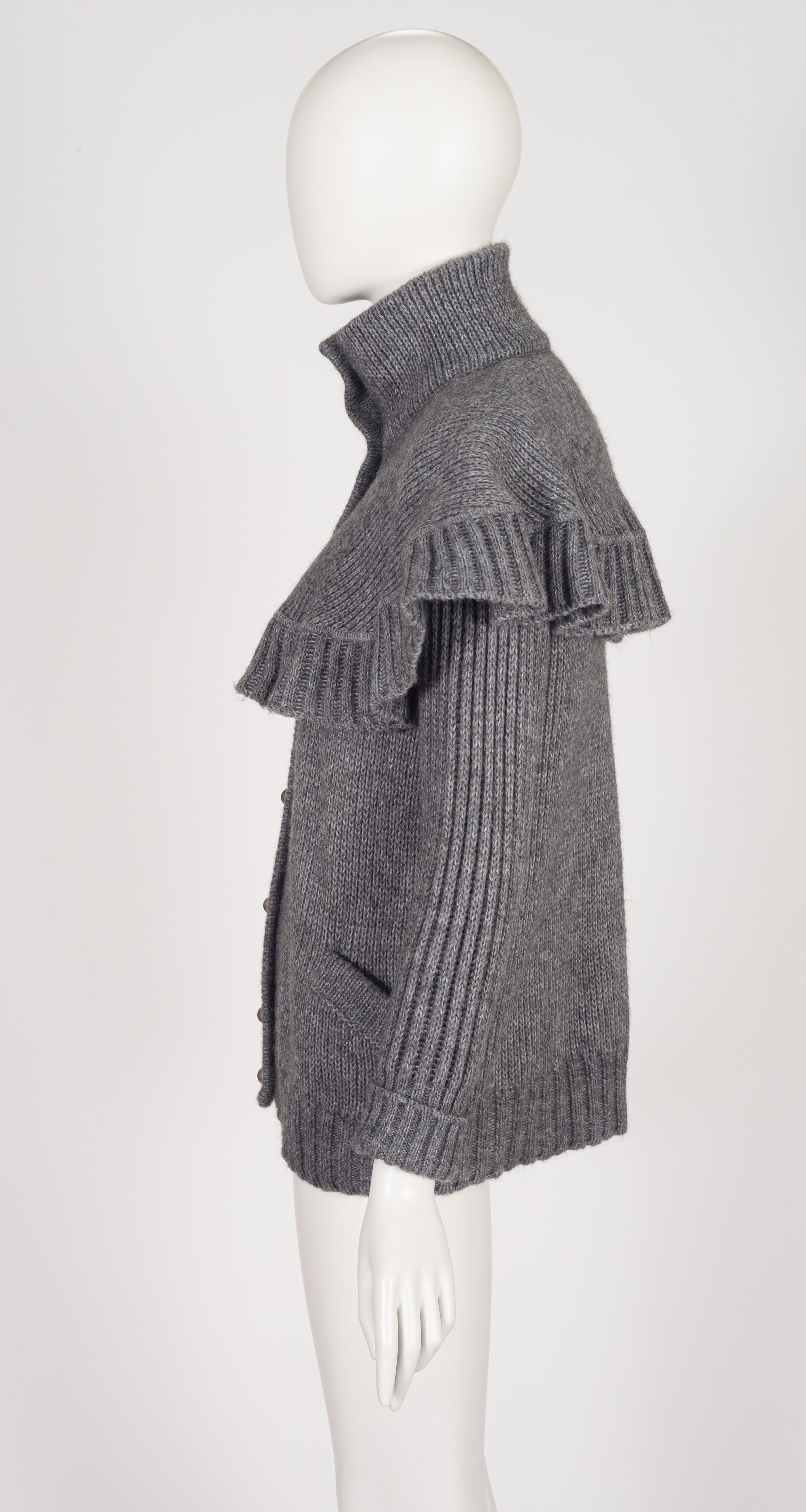 1981-82 F/W Gray Mohair Knit Capelet Cardigan