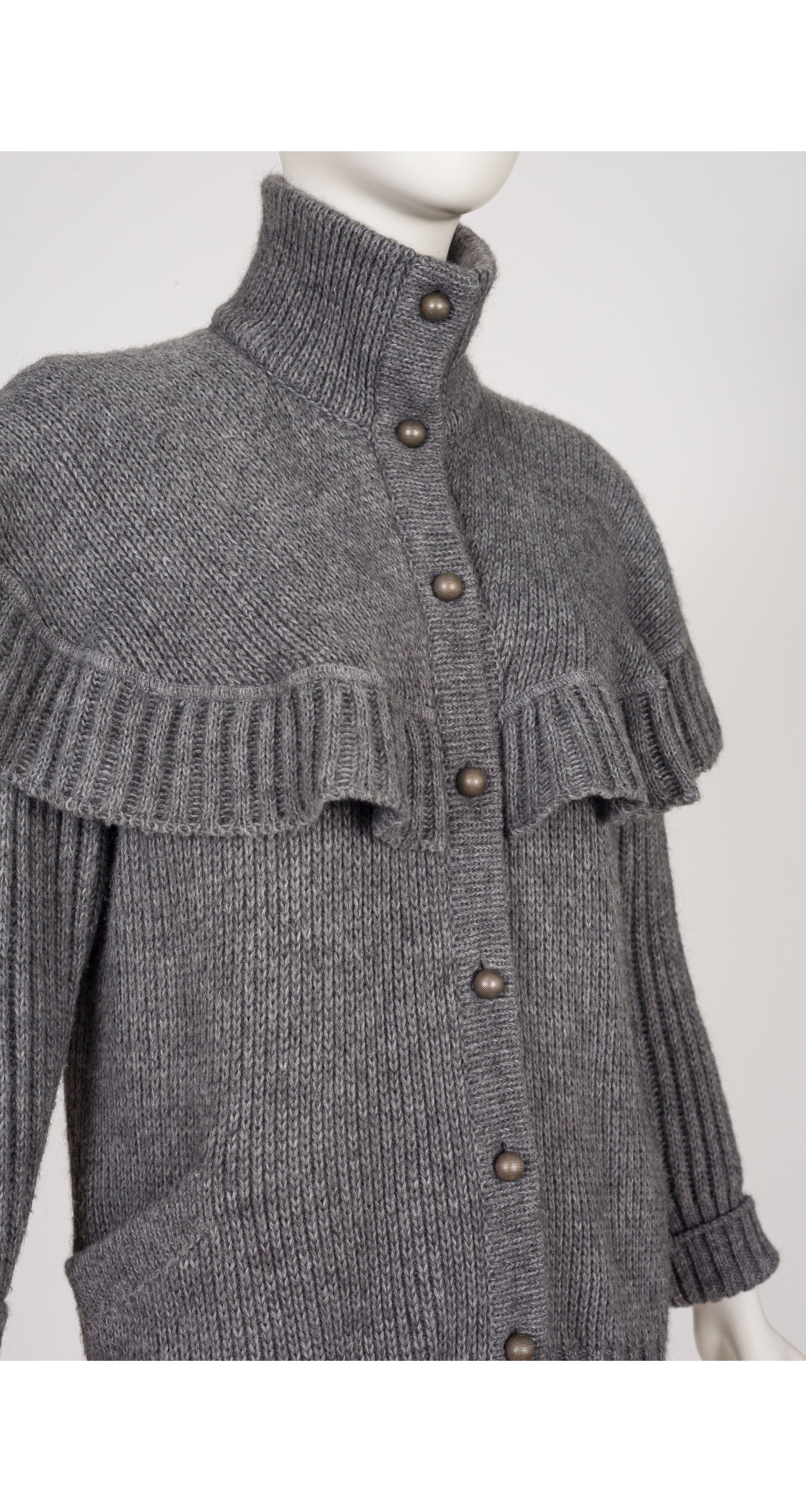 1981-82 F/W Gray Mohair Knit Capelet Cardigan