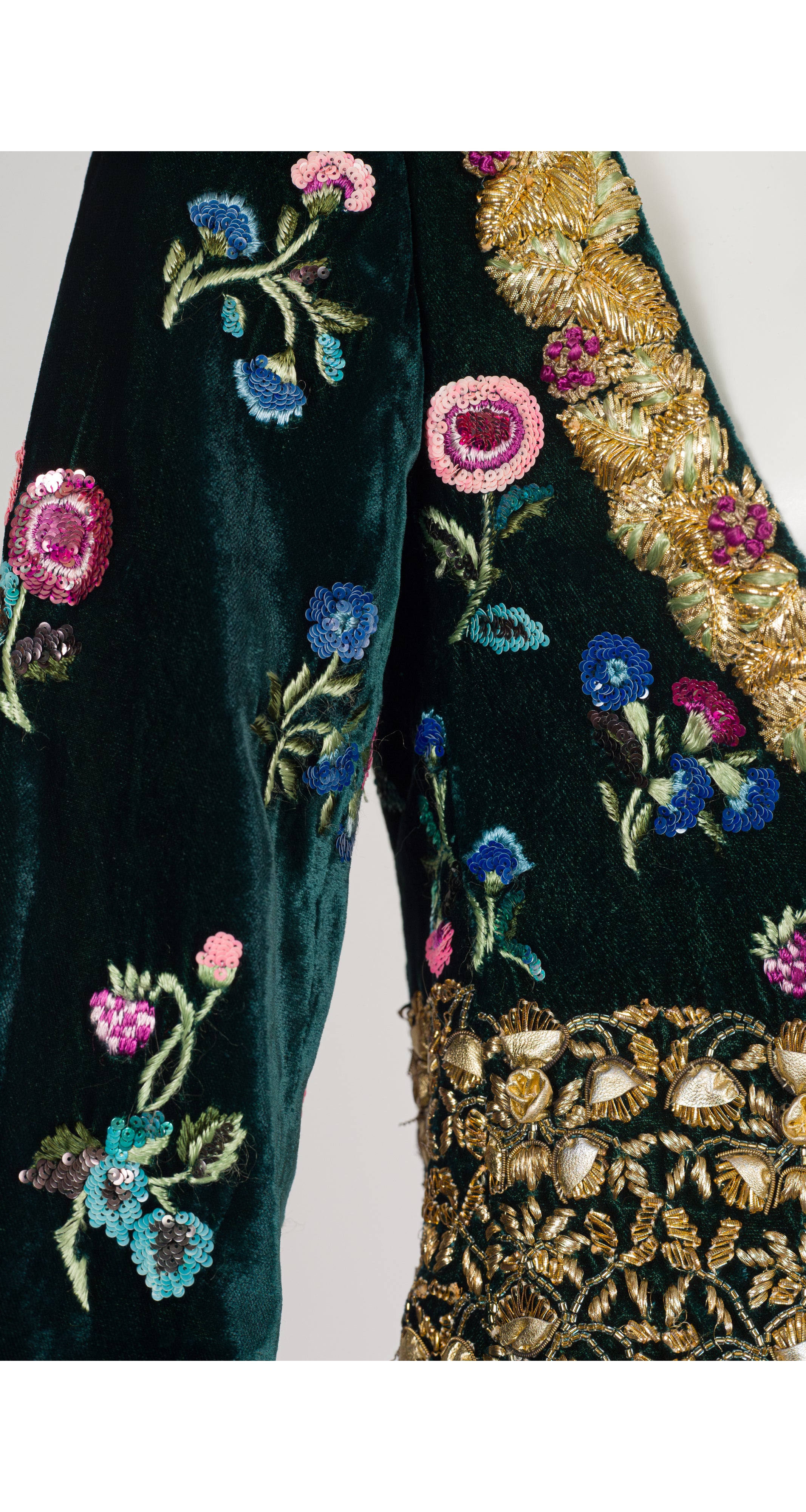1988-89 F/W Gold Bullion Embellished Teal Velvet Bolero Jacket