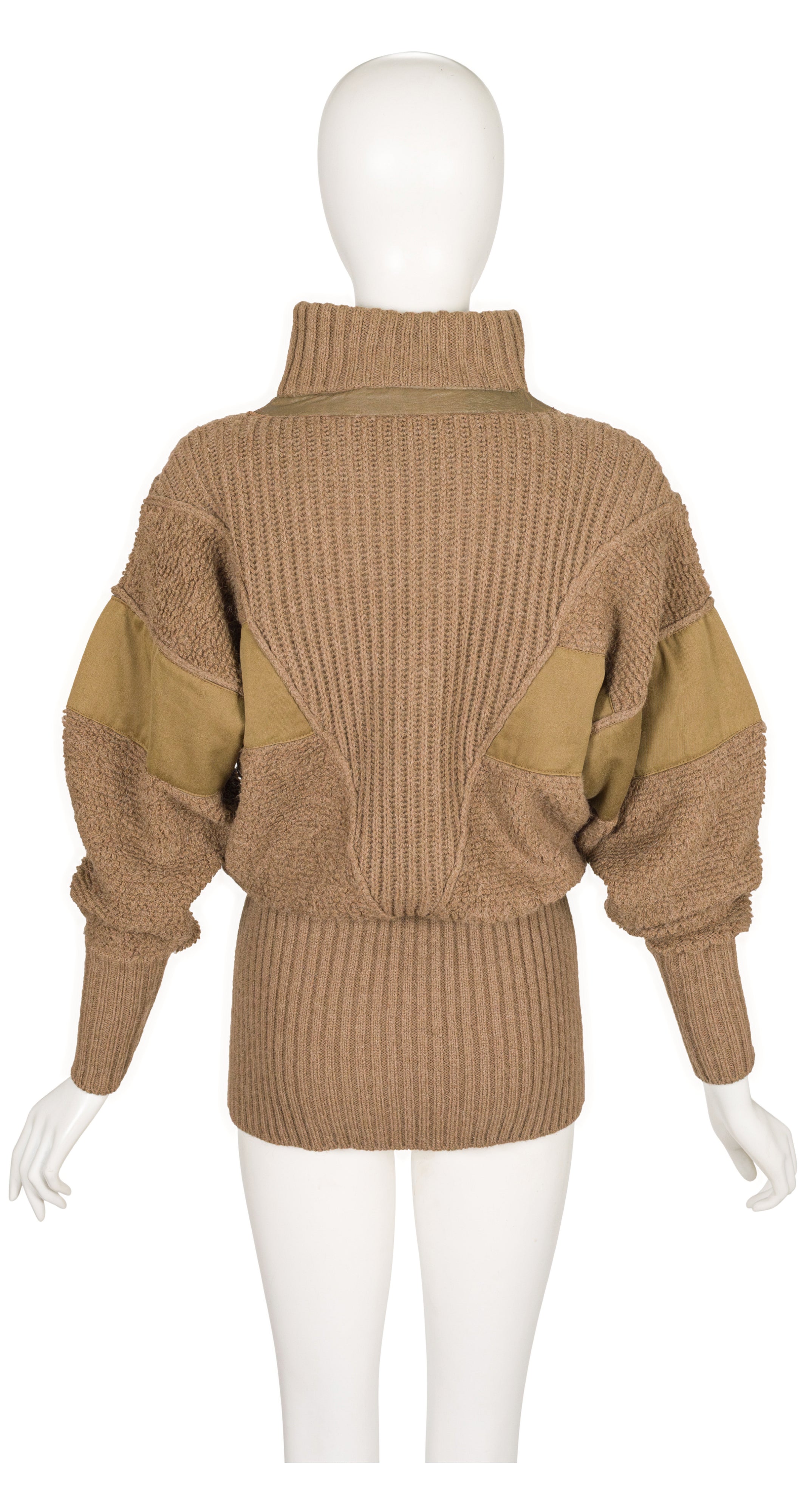 1983-84 F/W Beige Alpaca Knit & Leather Sweater