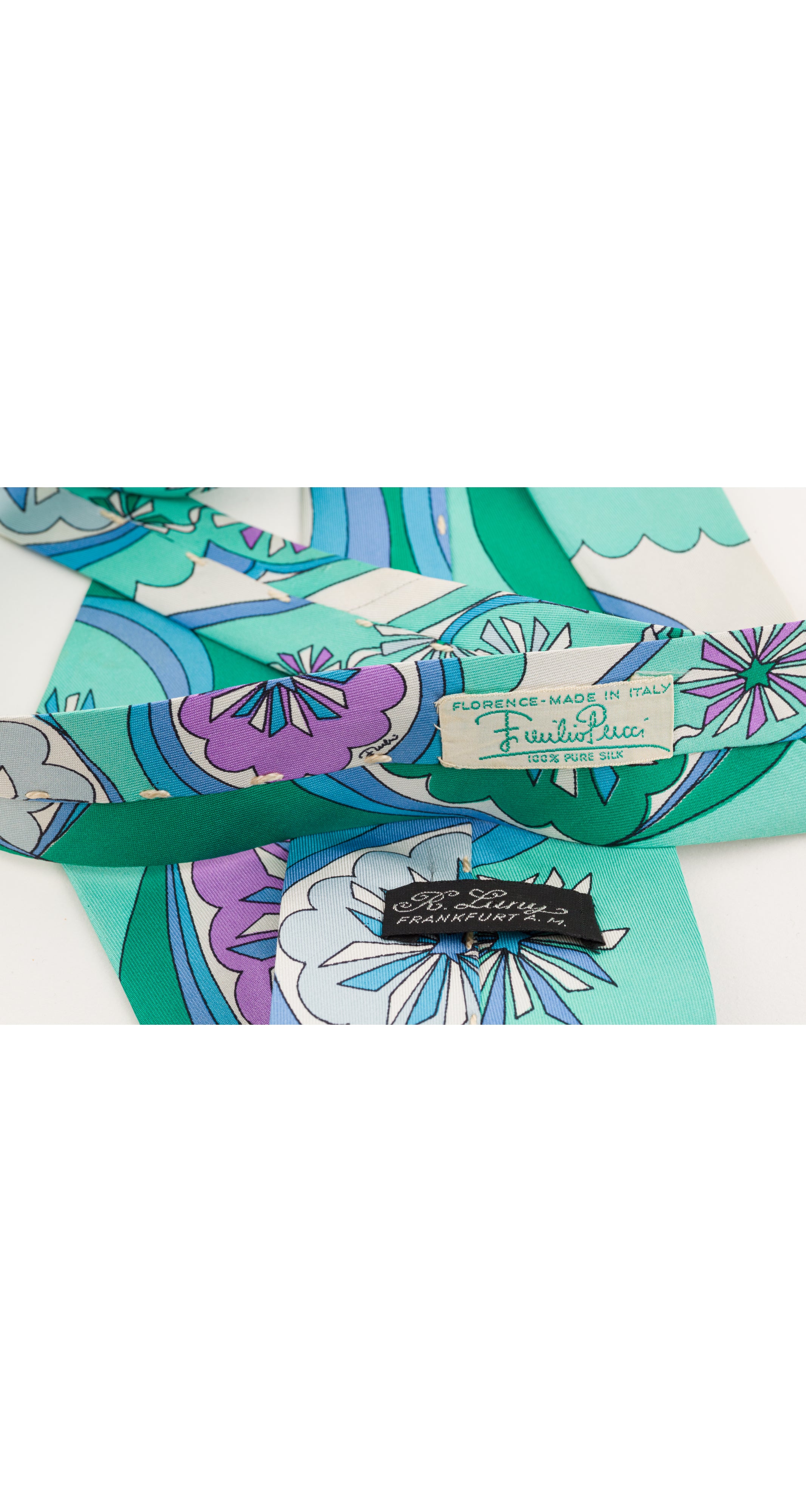 1970s Green & Purple Printed Silk Twill Men's Tie