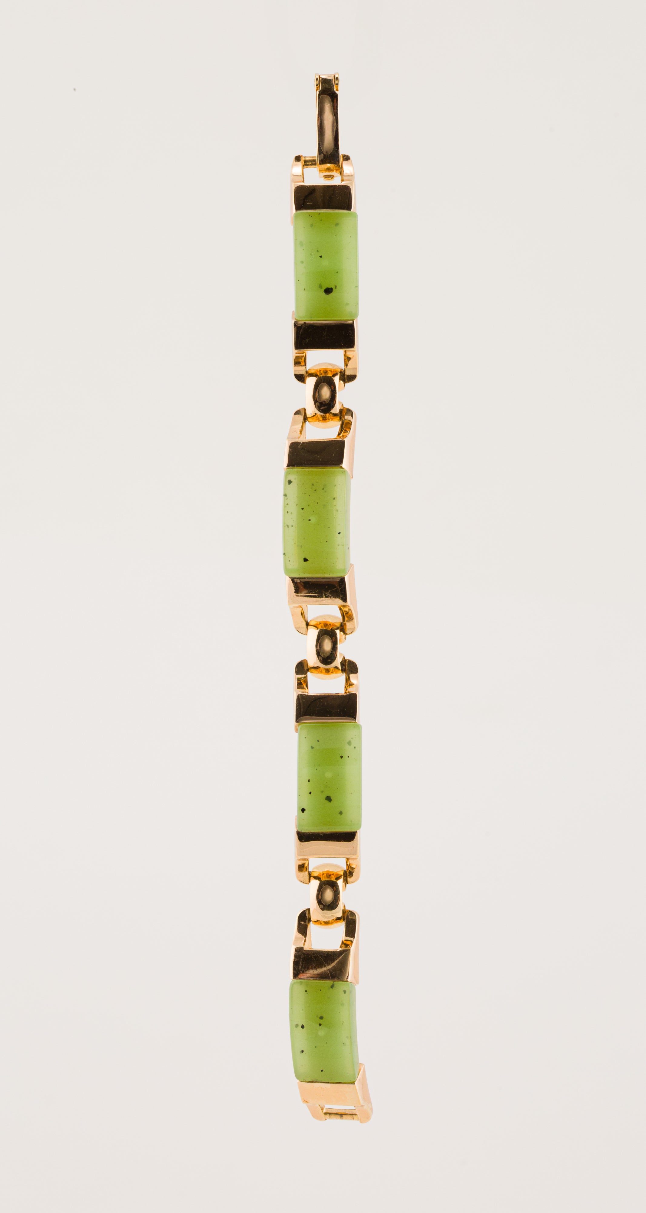 1973 Faux Jade & Gold Link Bracelet