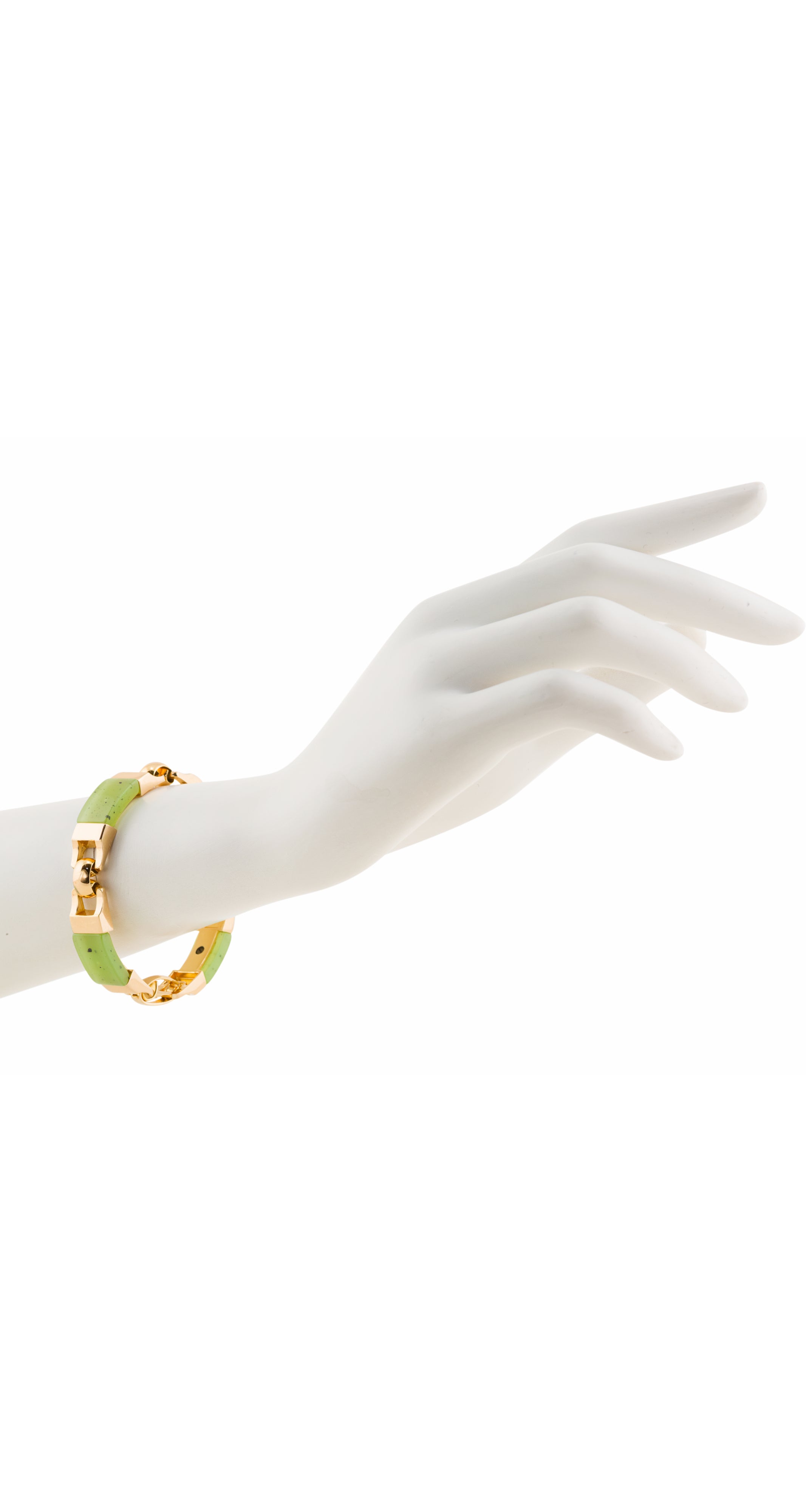 1973 Faux Jade & Gold Link Bracelet