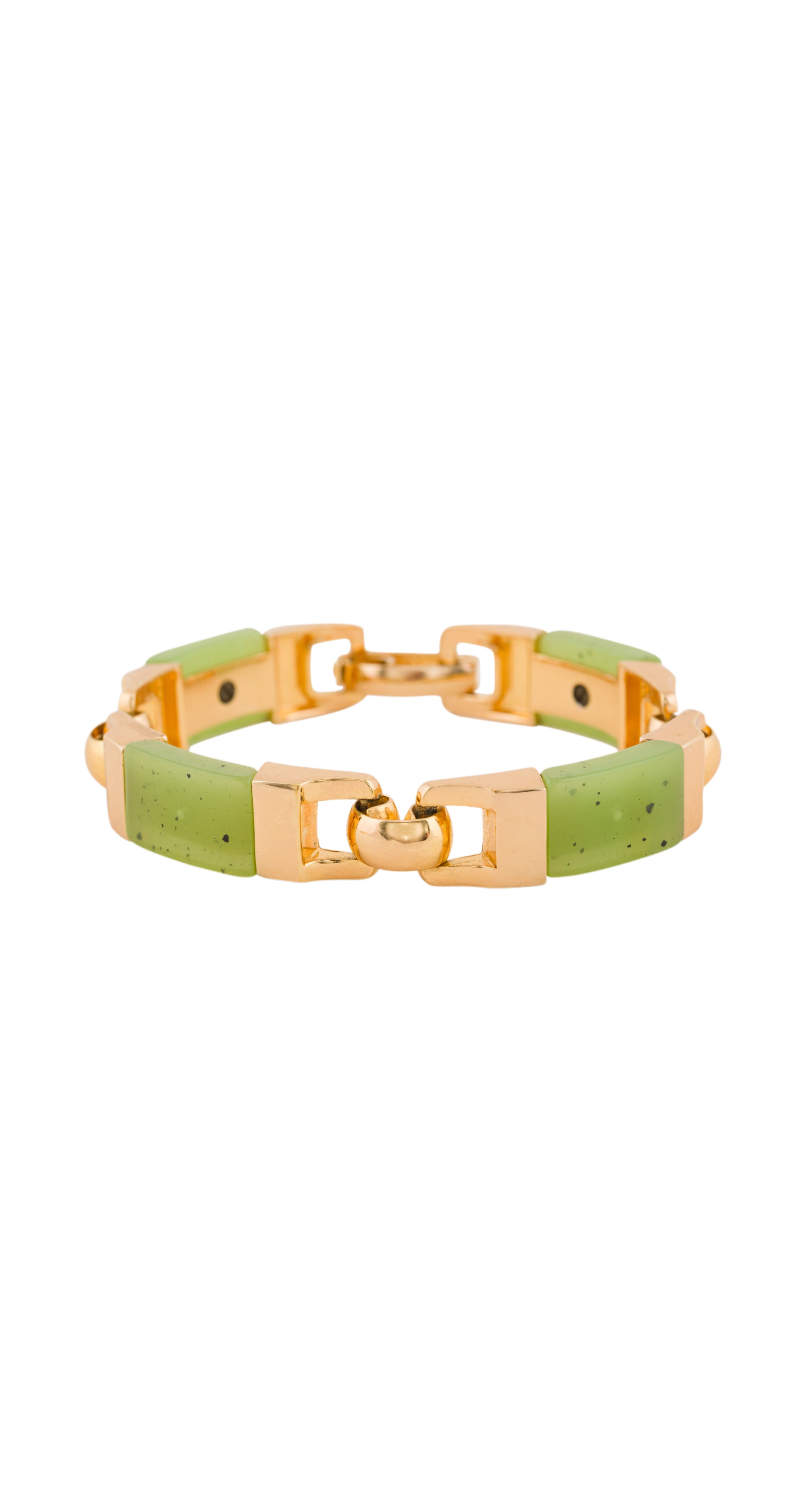 1973 Faux Jade & Gold Link Bracelet