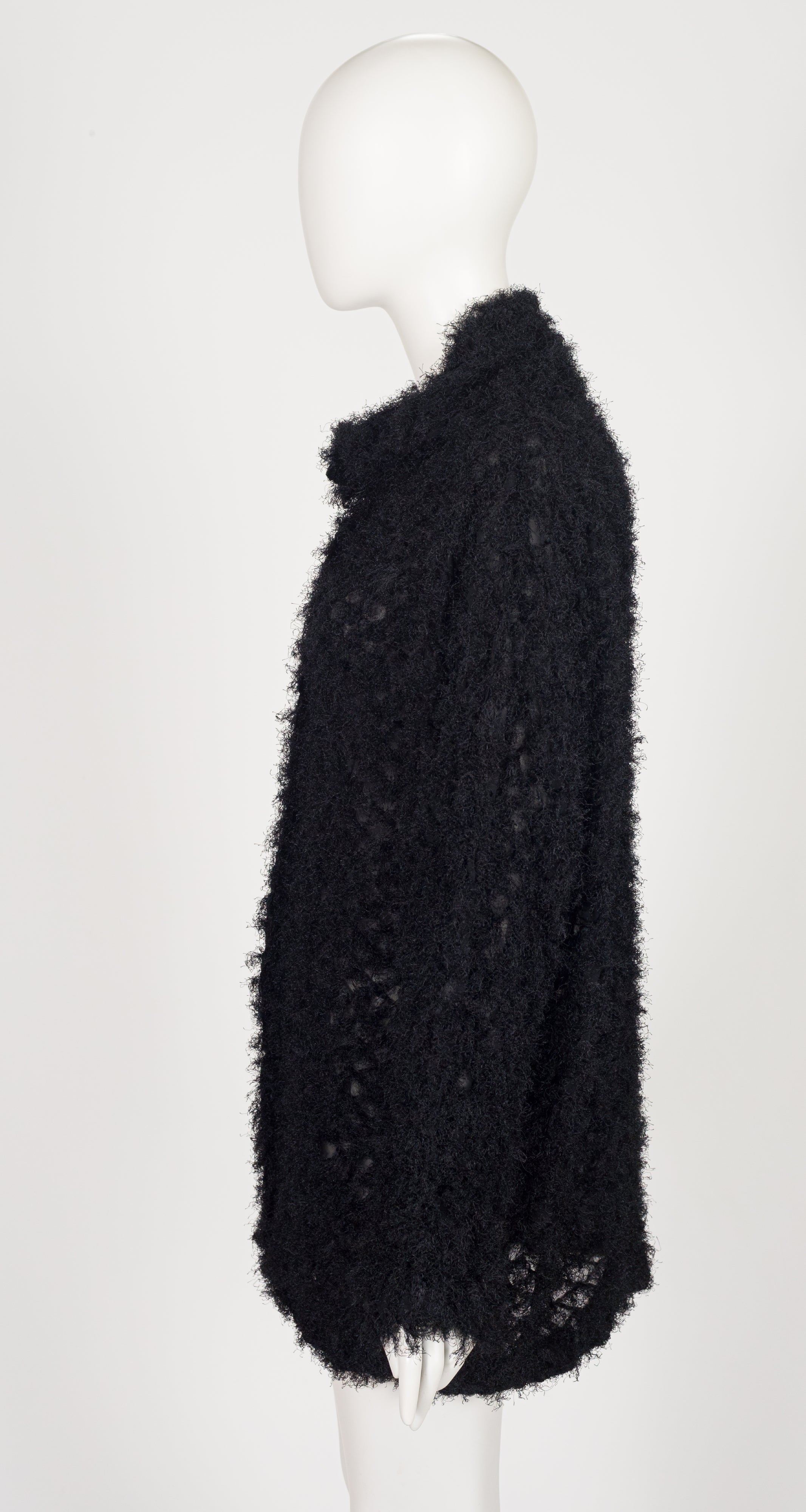 2018 Black Shaggy Pleats Oversized Cardigan