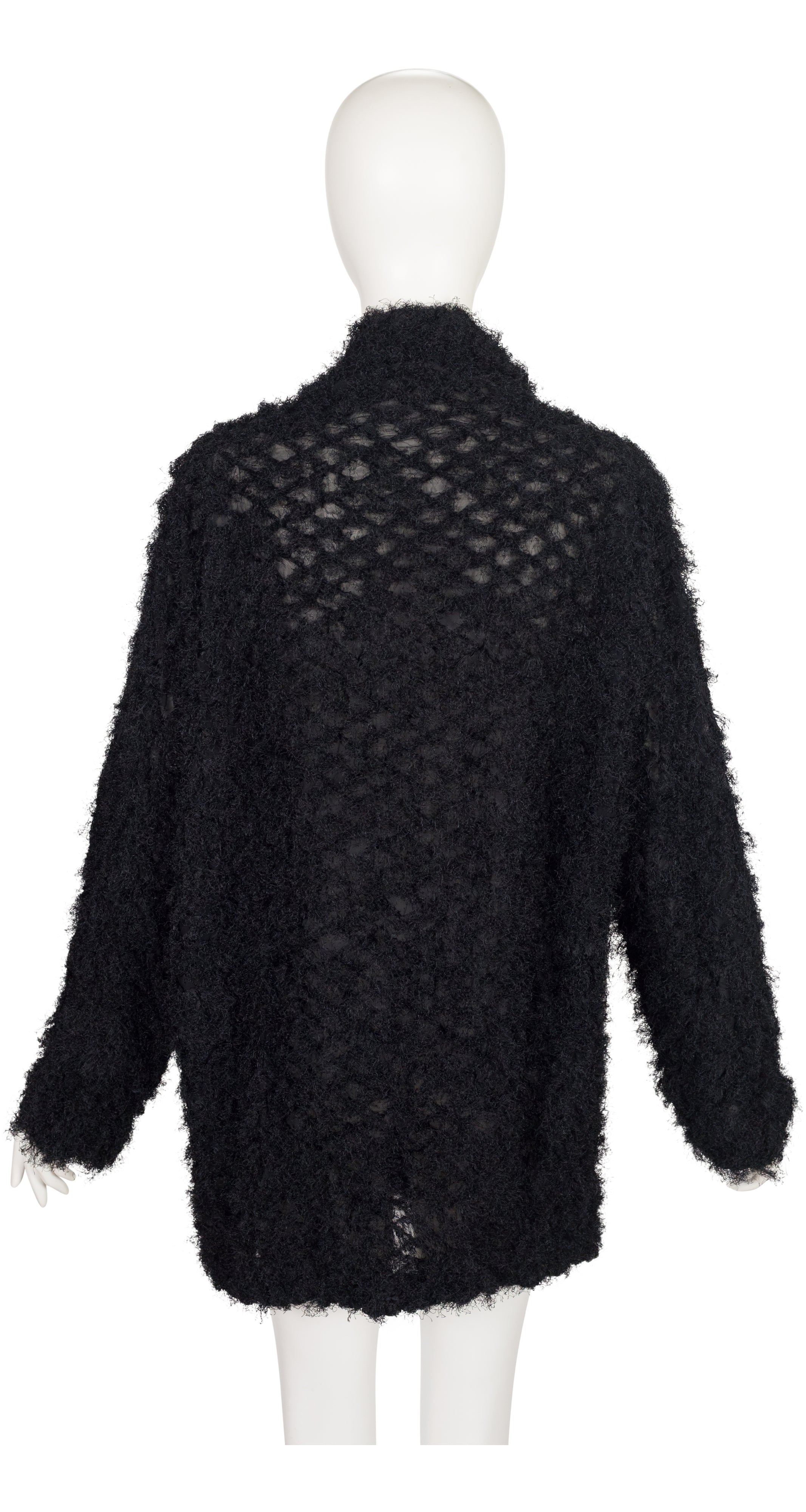 2018 Black Shaggy Pleats Oversized Cardigan
