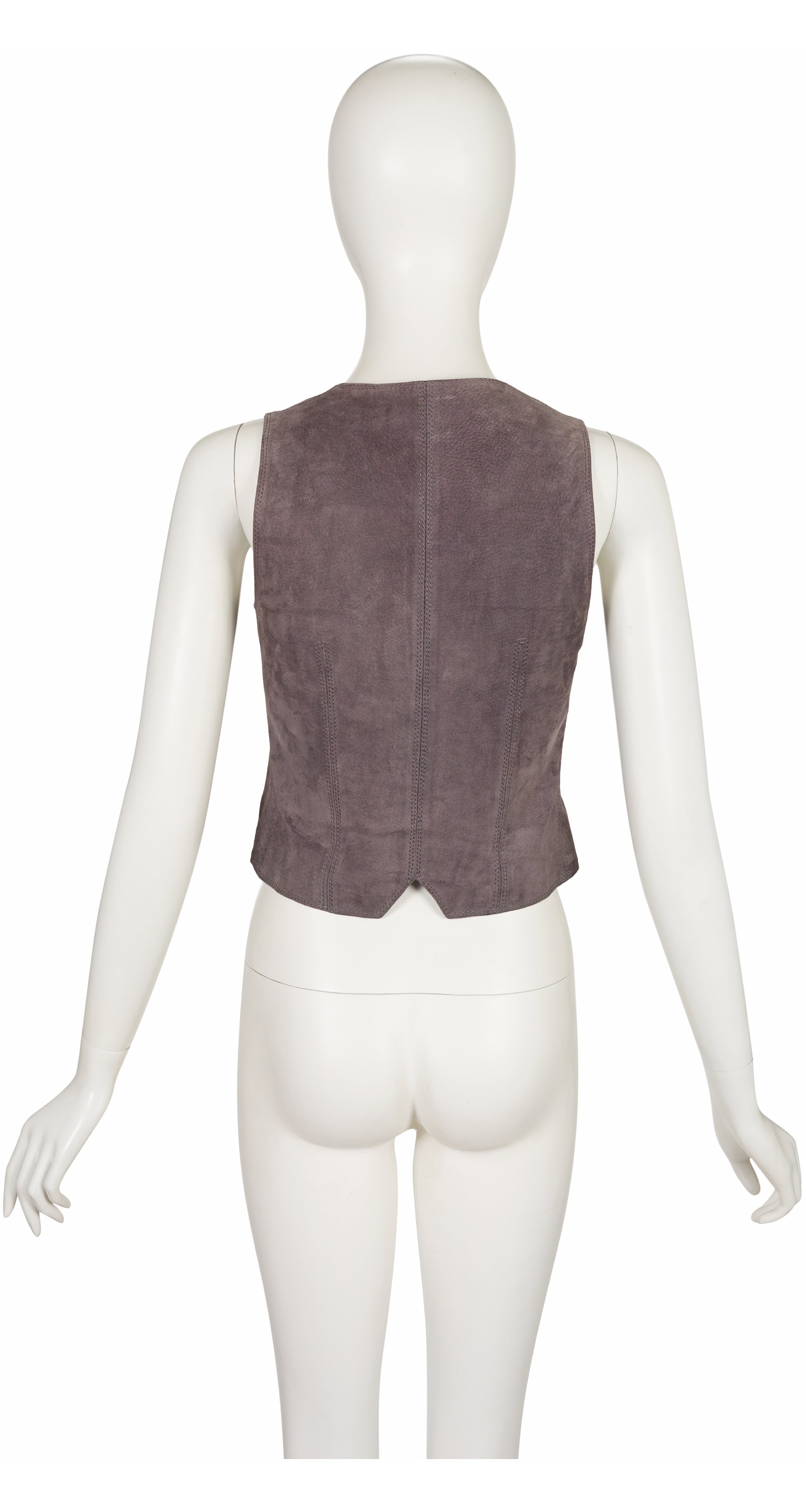 1970s Horsebit Gray Suede Snap-Up Vest