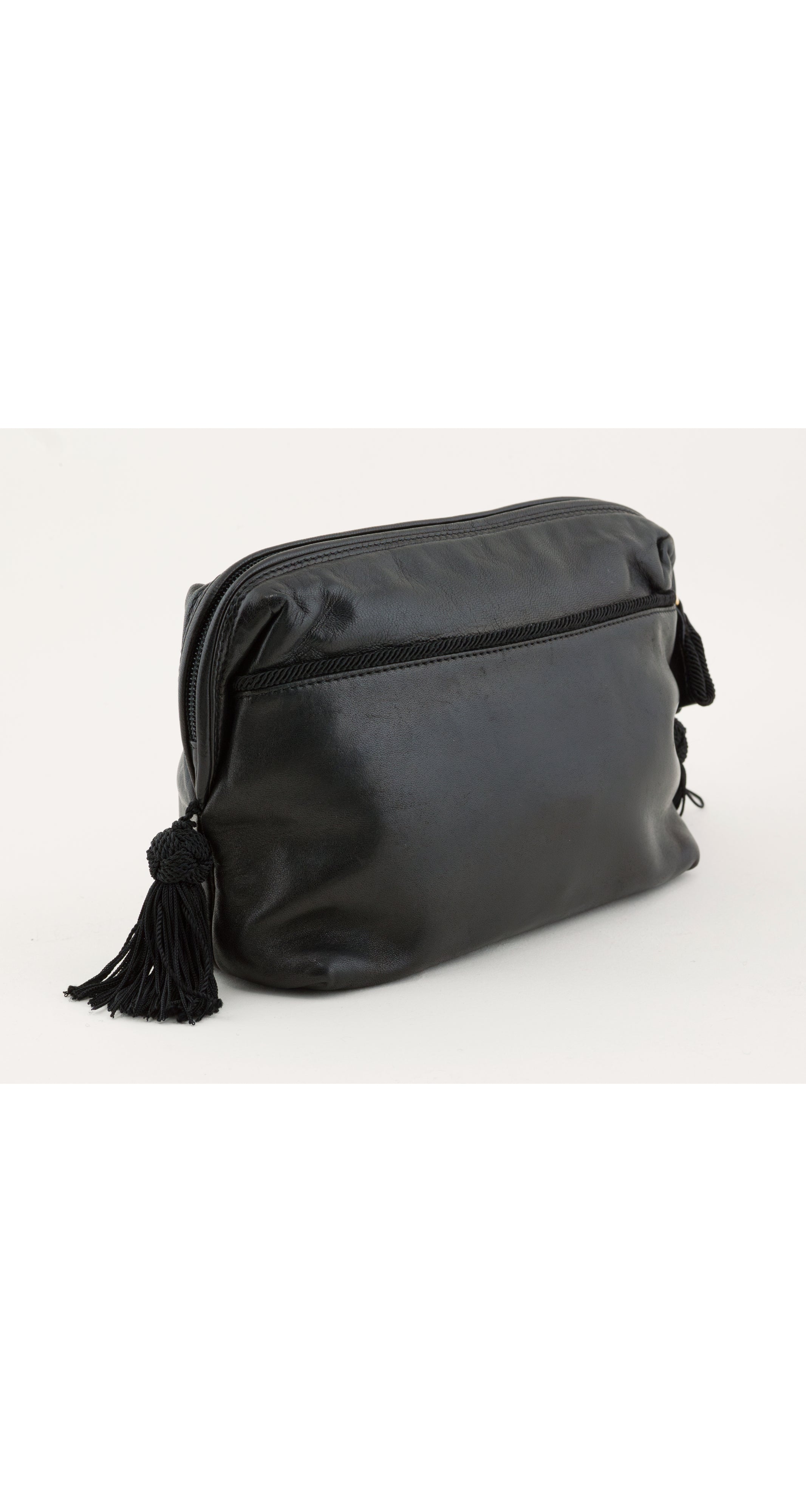 1989 S/S Black Lambskin Leather Tassel Clutch