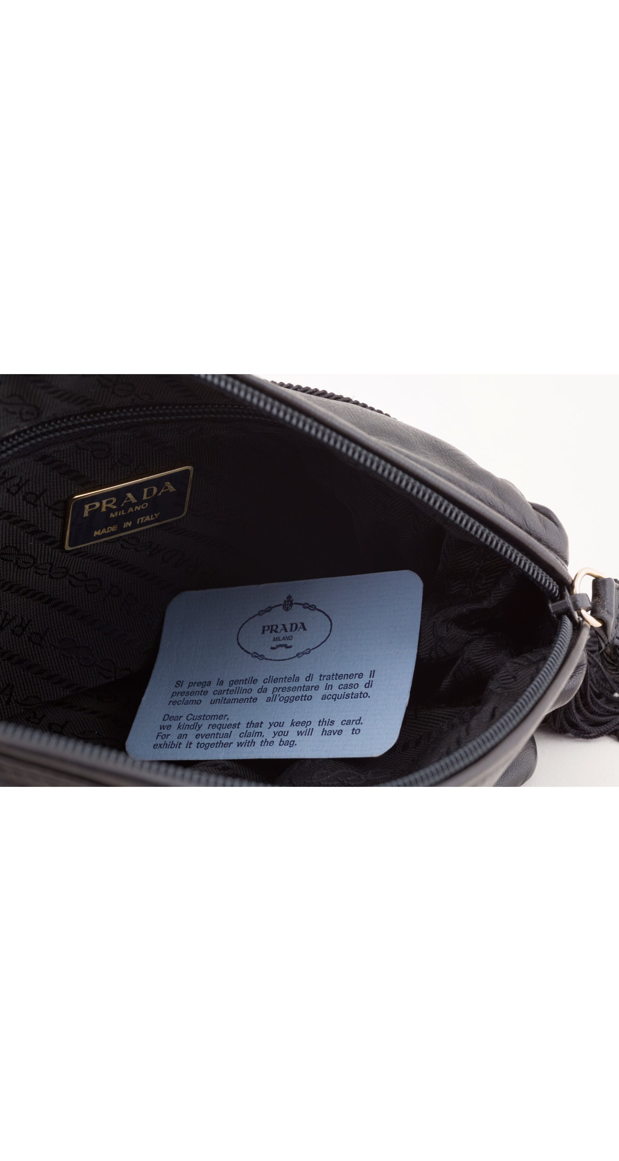 1989 S/S Black Lambskin Leather Tassel Clutch