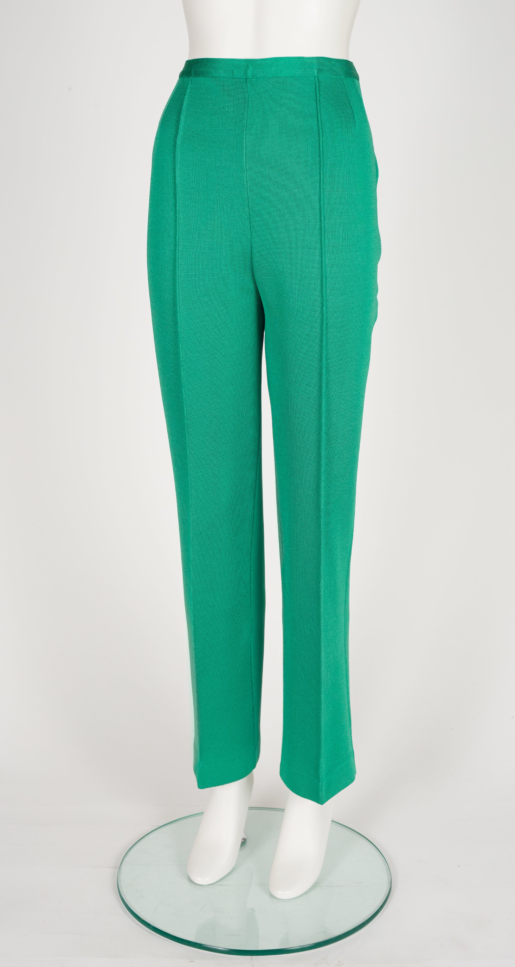 1960s Kelly Green Knit Tie-Neck Three-Piece Outfit