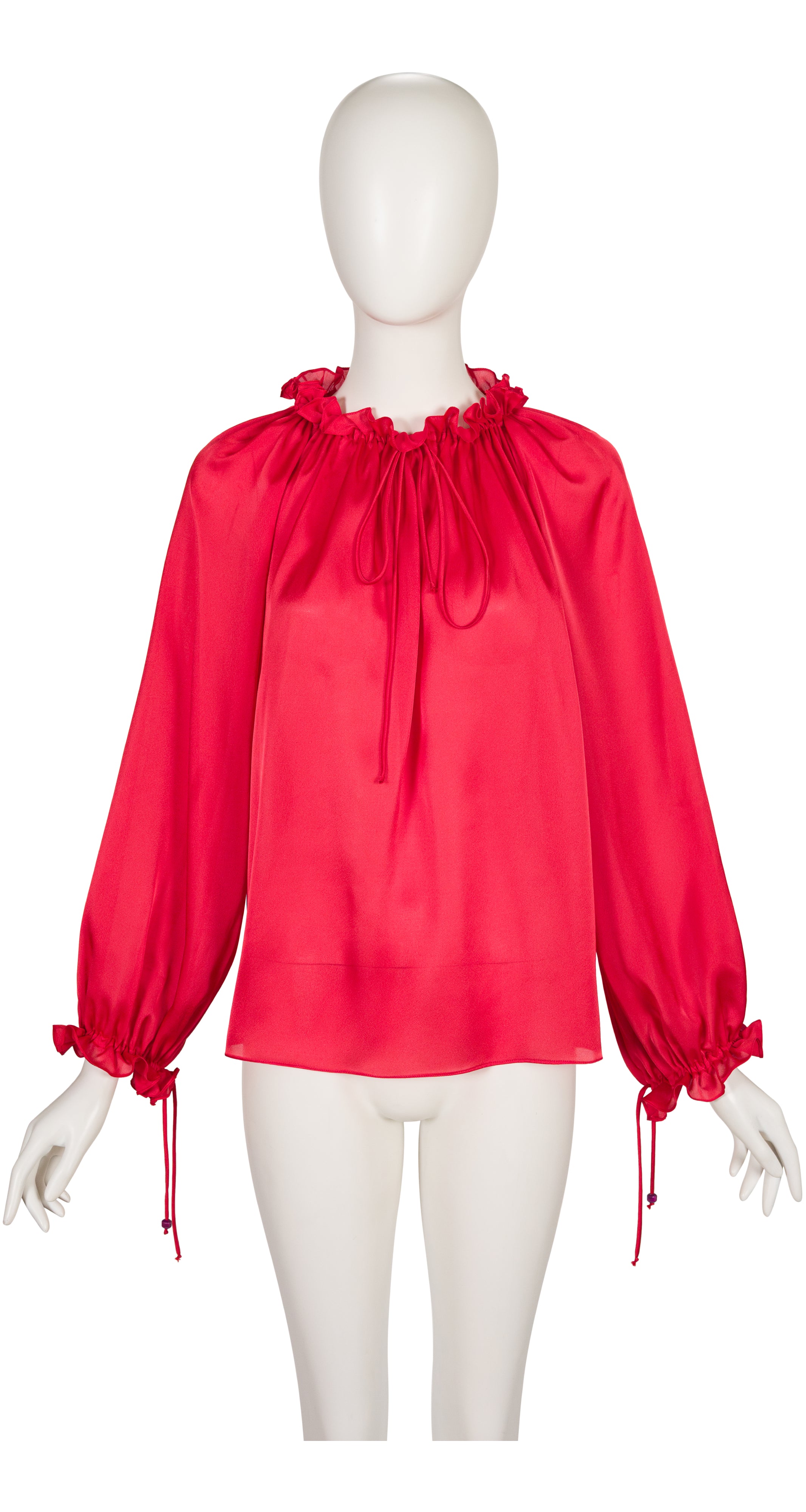 1976-77 F/W Red Organza Balloon Sleeve Blouse