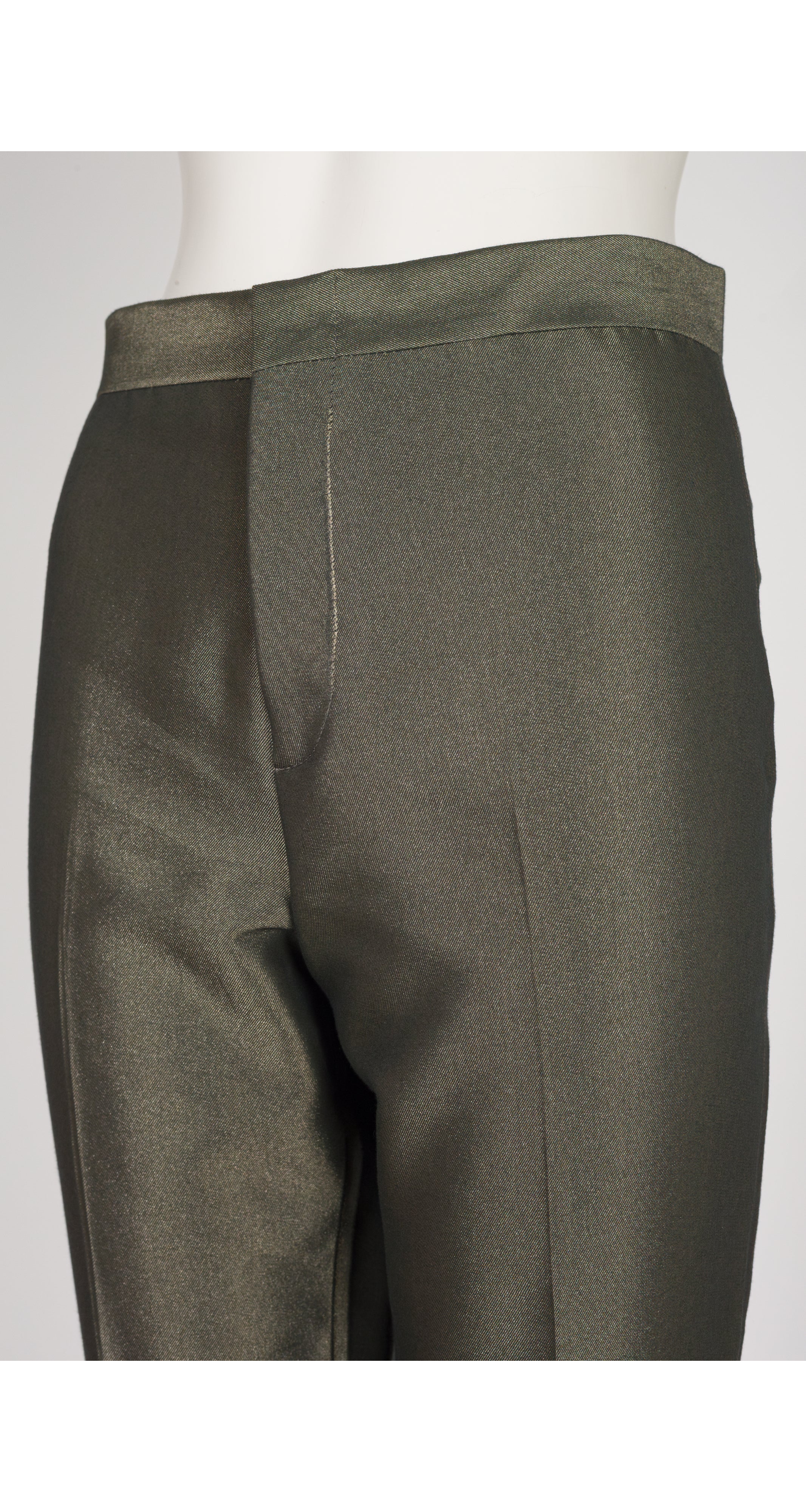 2000 F/W Iridescent Olive Green Cotton Trousers