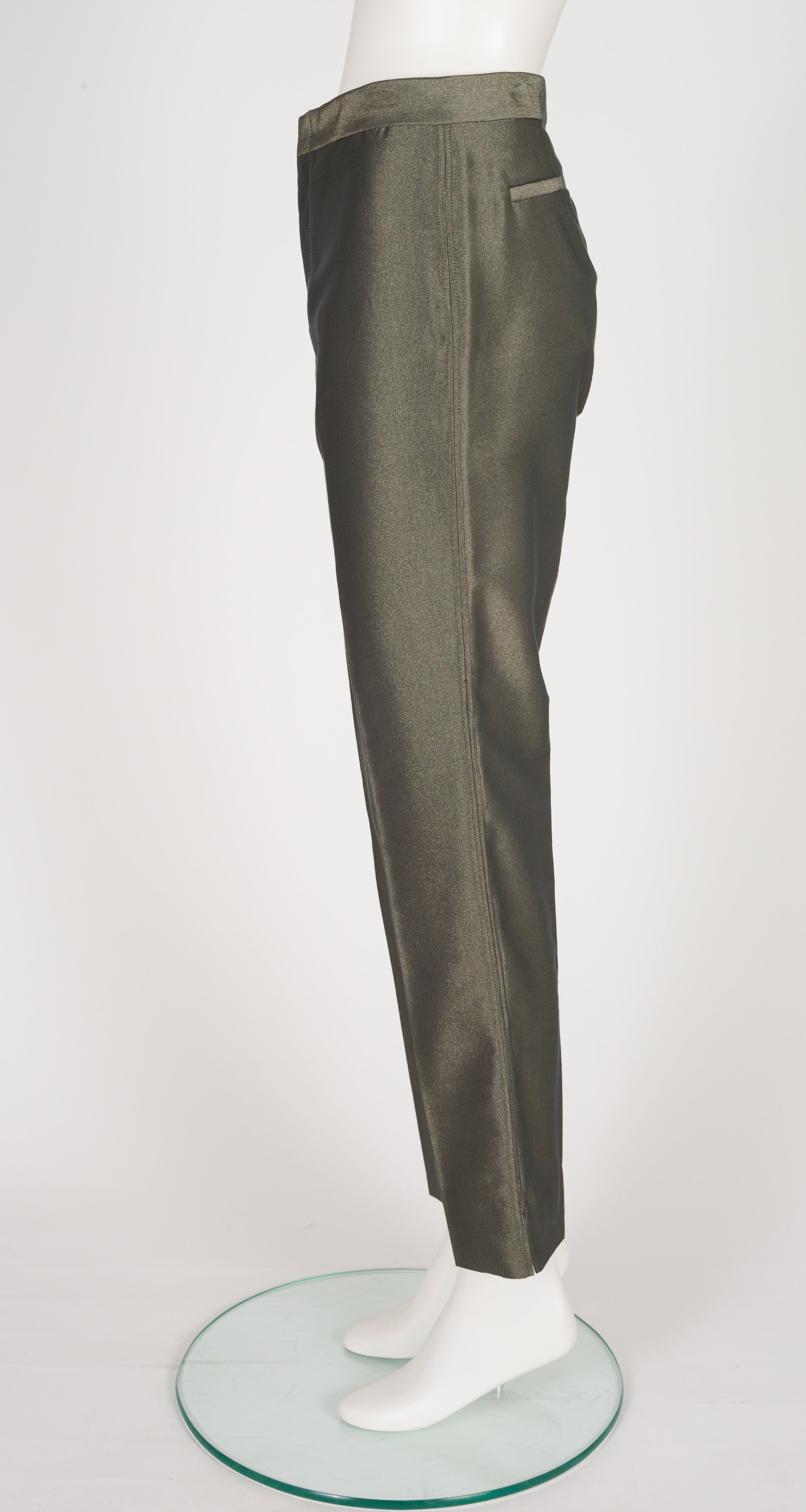 2000 F/W Iridescent Olive Green Cotton Trousers