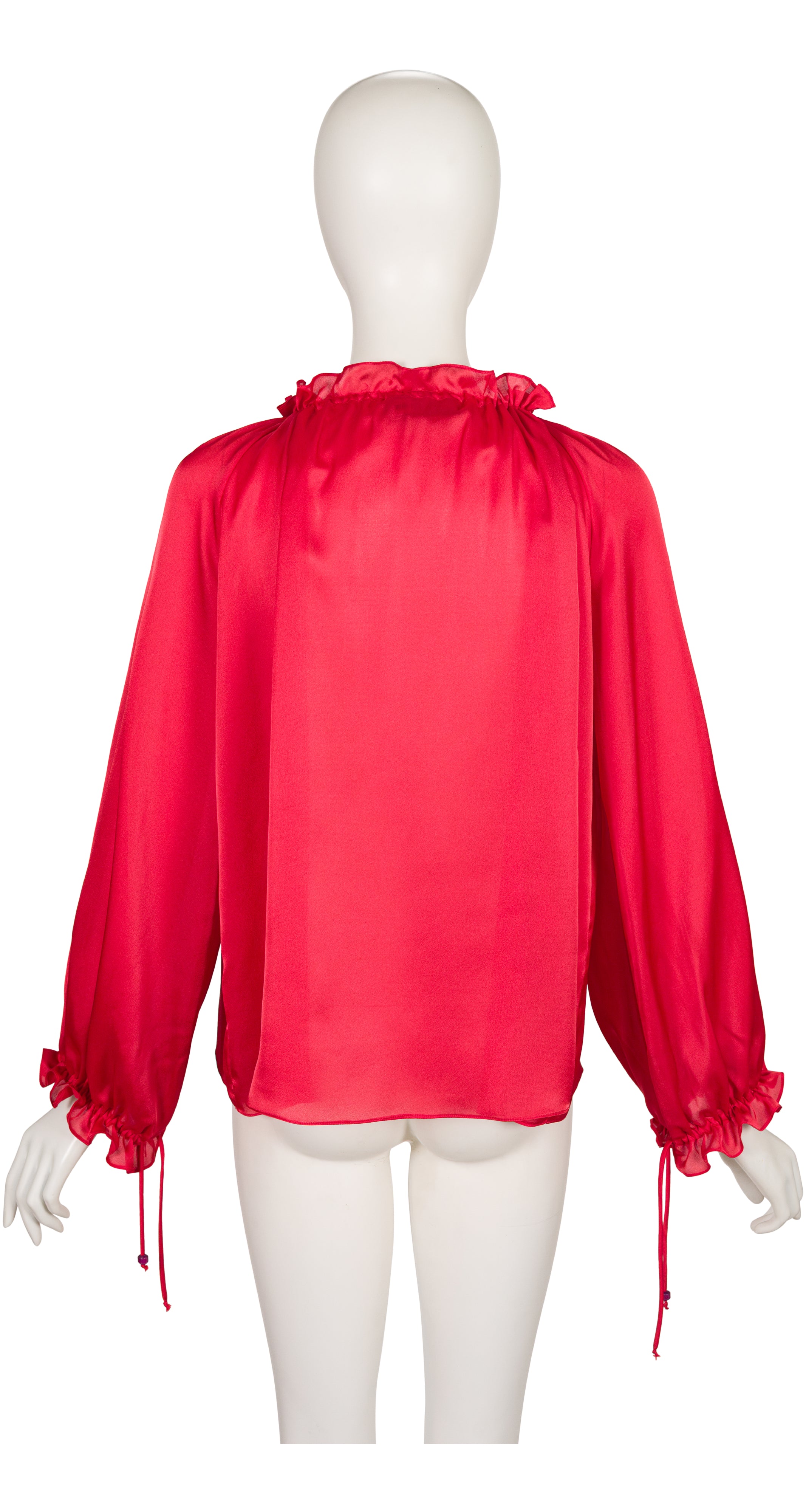 1976-77 F/W Red Organza Balloon Sleeve Blouse
