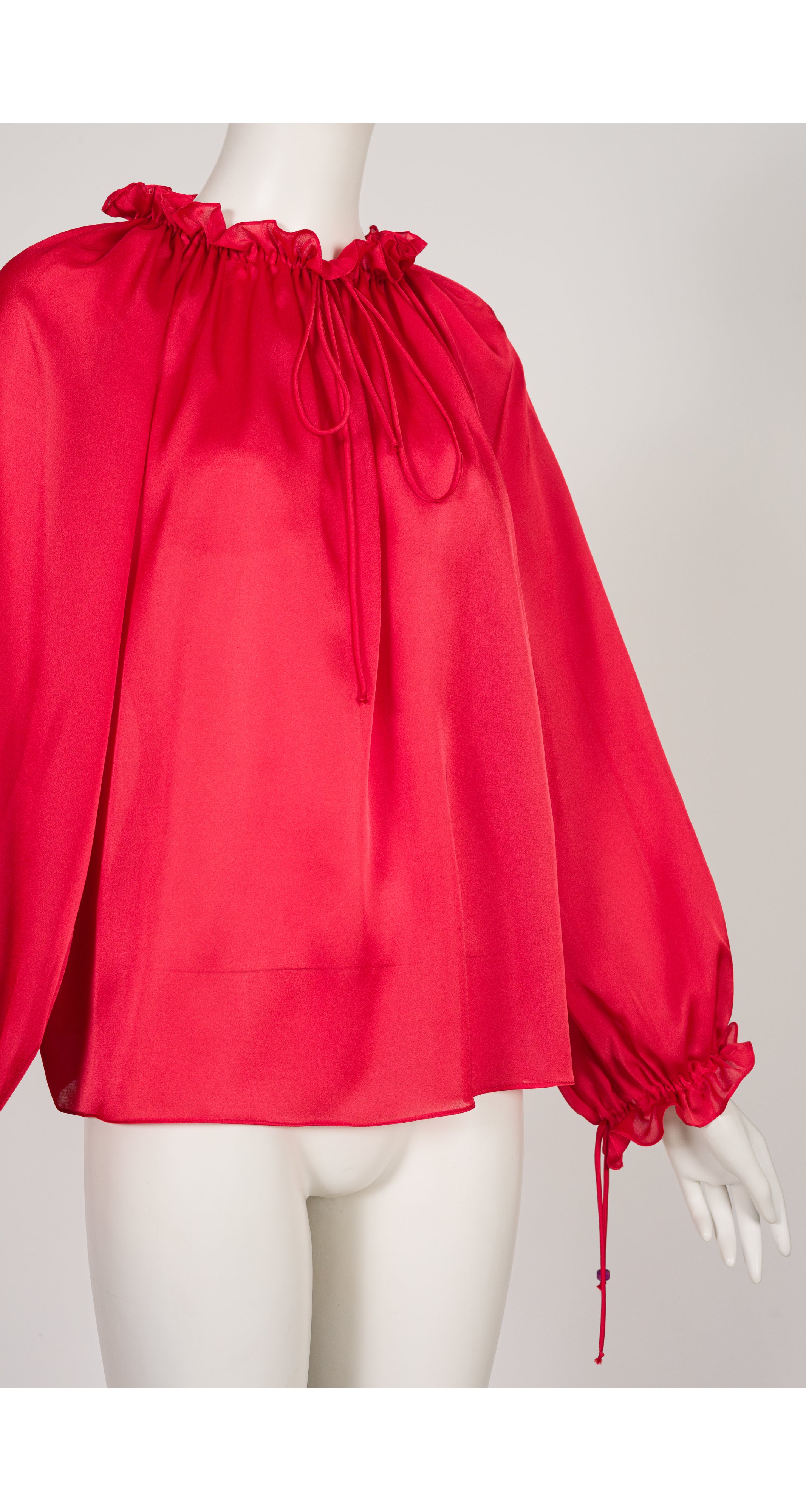 1976-77 F/W Red Organza Balloon Sleeve Blouse