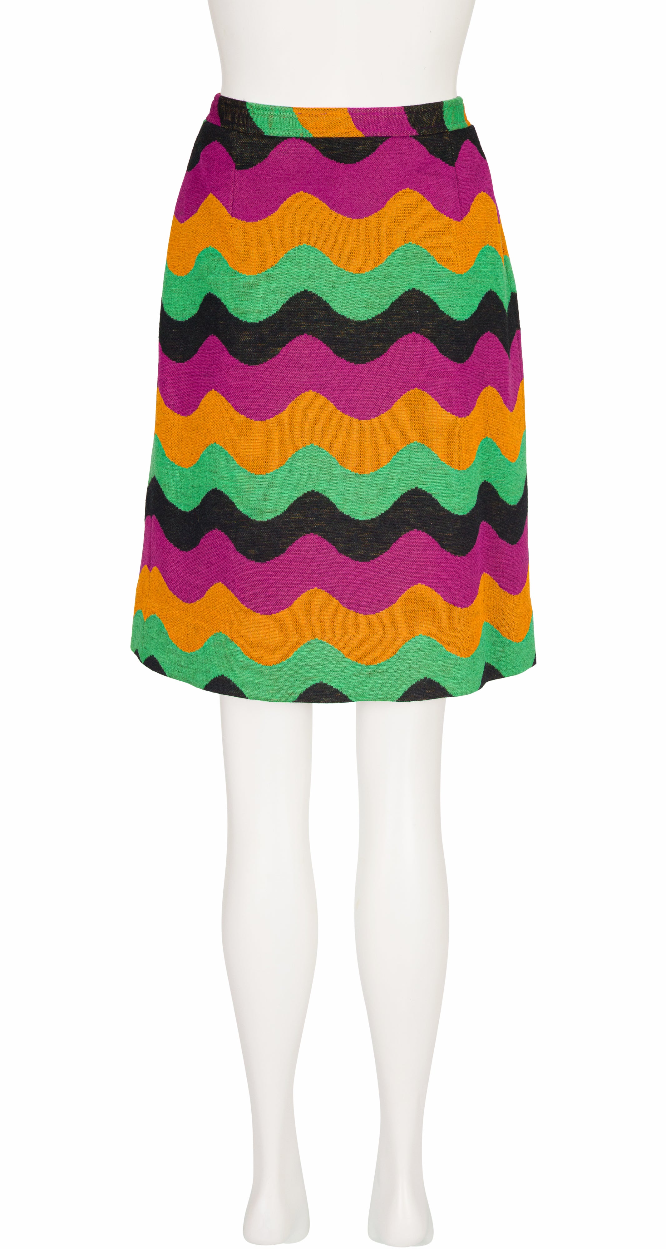 1970s Geometric Print Wool Jersey Knit Wrap Skirt