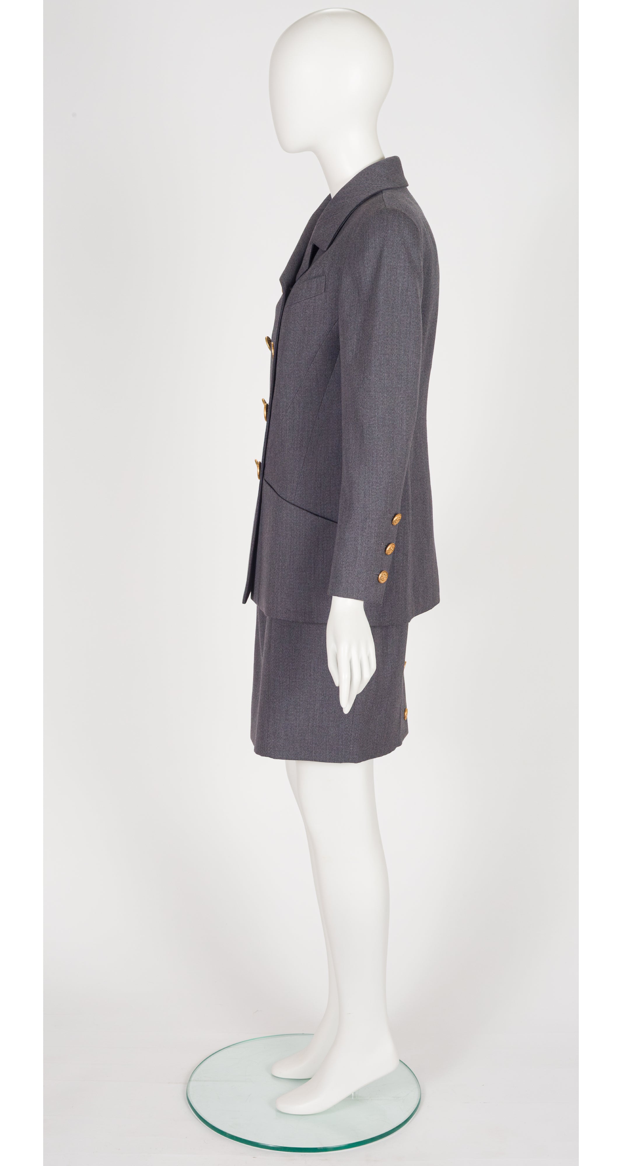 1992 F/W Gray Wool Double-Breasted Skirt Suit