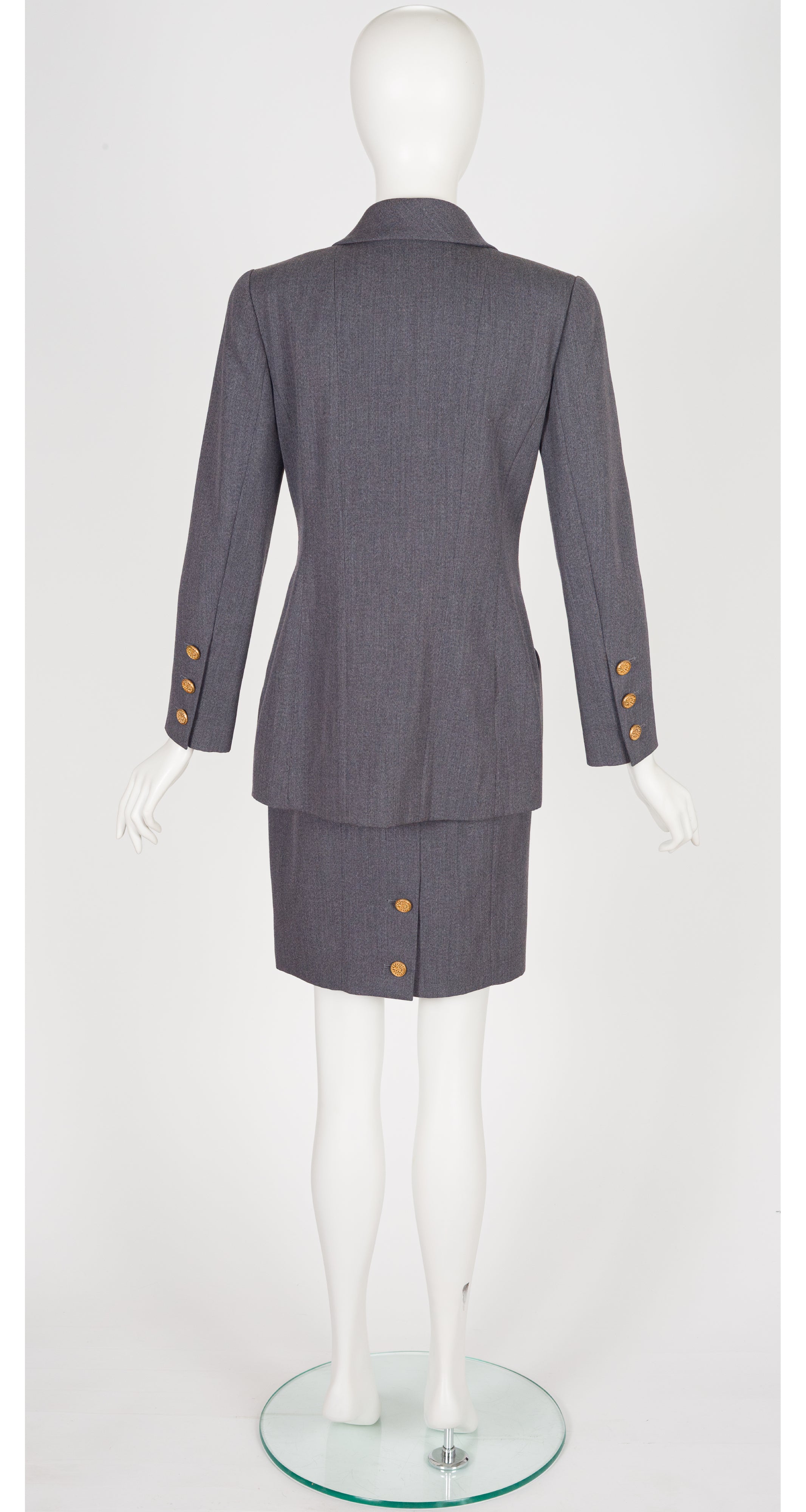 1992 F/W Gray Wool Double-Breasted Skirt Suit