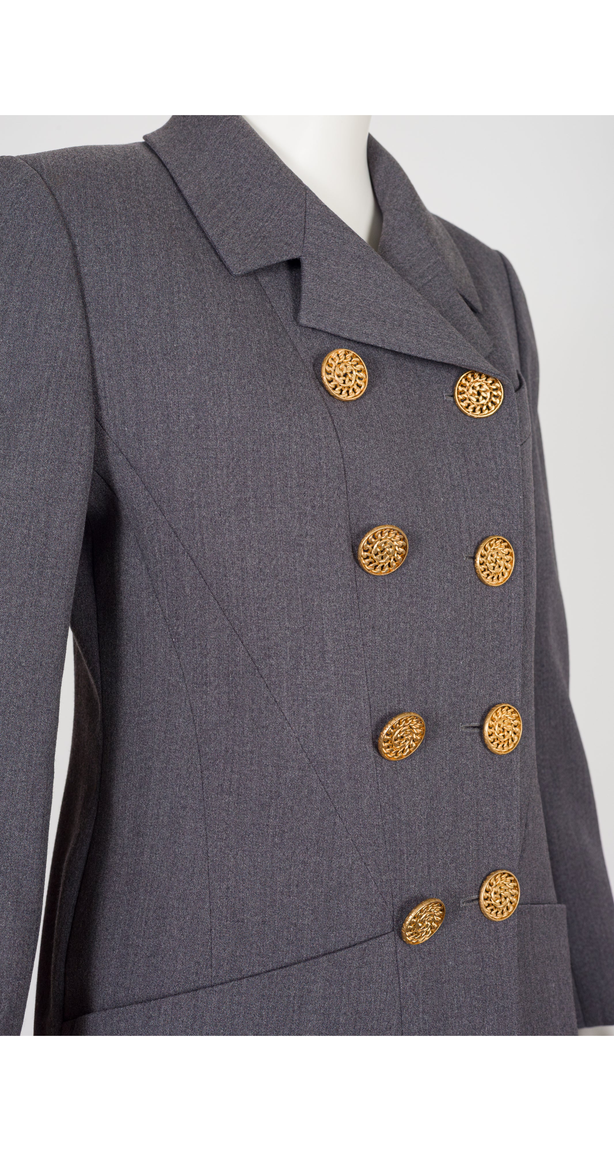 1992 F/W Gray Wool Double-Breasted Skirt Suit