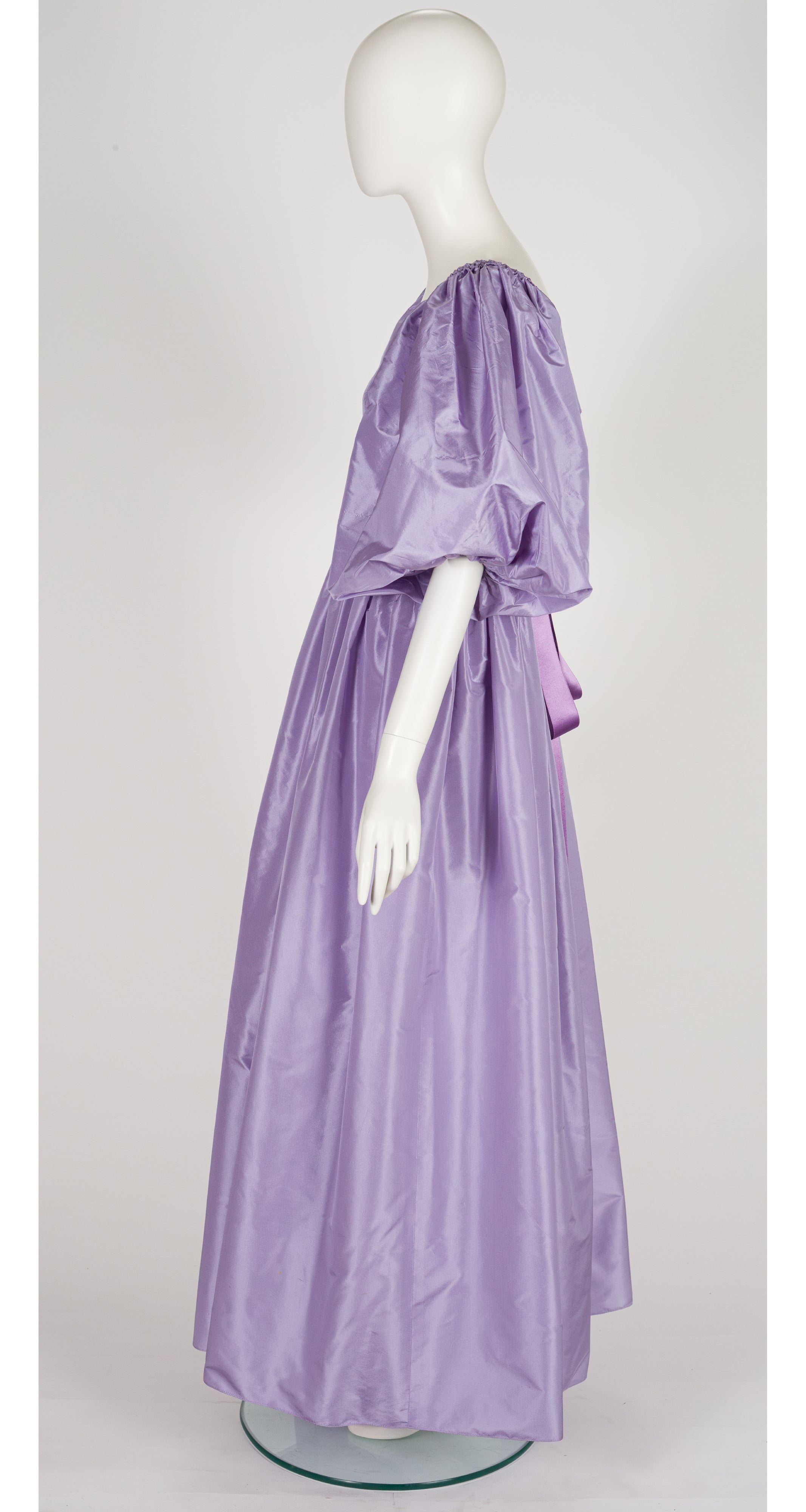 1980s Lavender Silk Taffeta Balloon Sleeve Gown