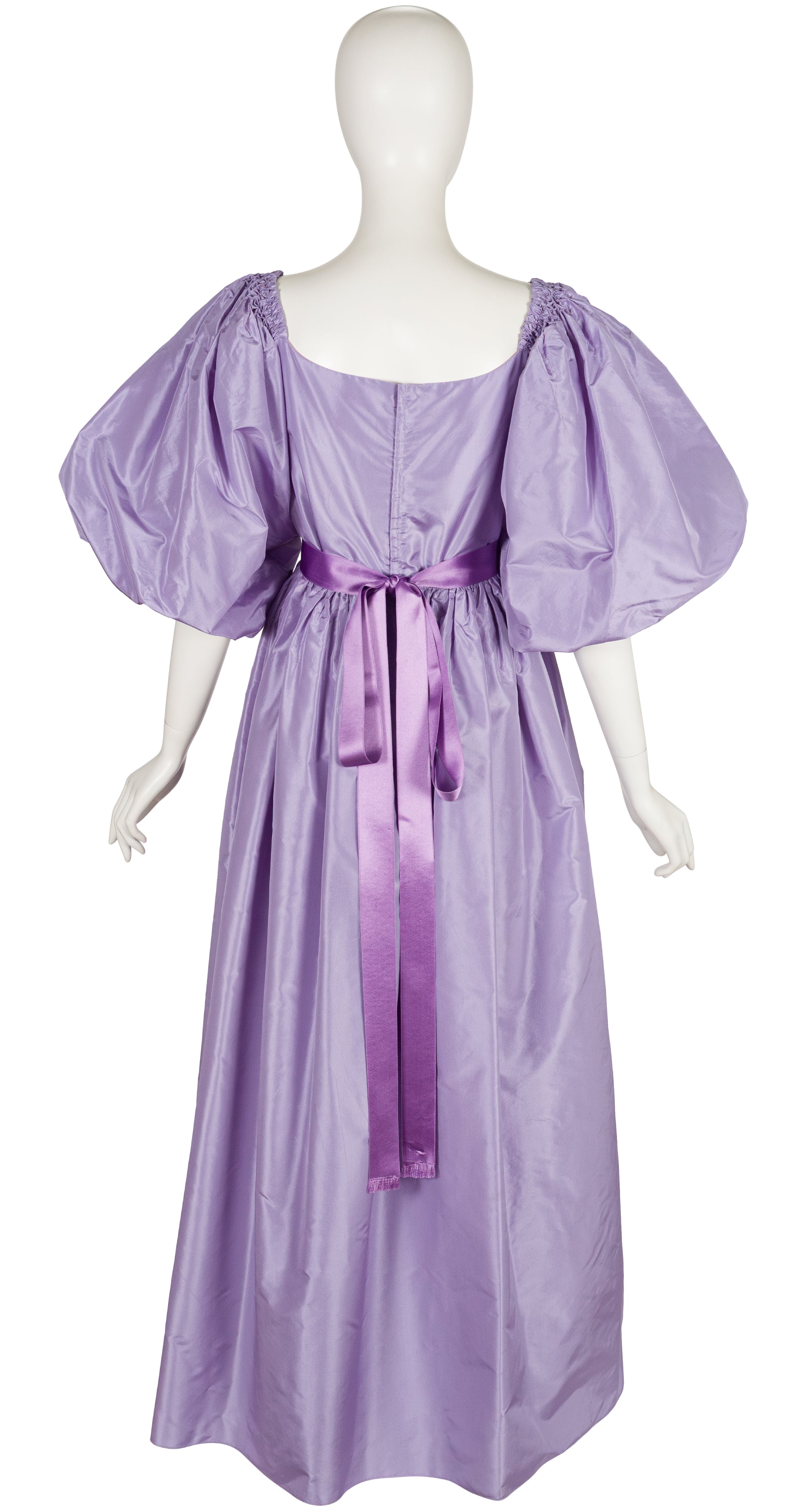 1980s Lavender Silk Taffeta Balloon Sleeve Gown
