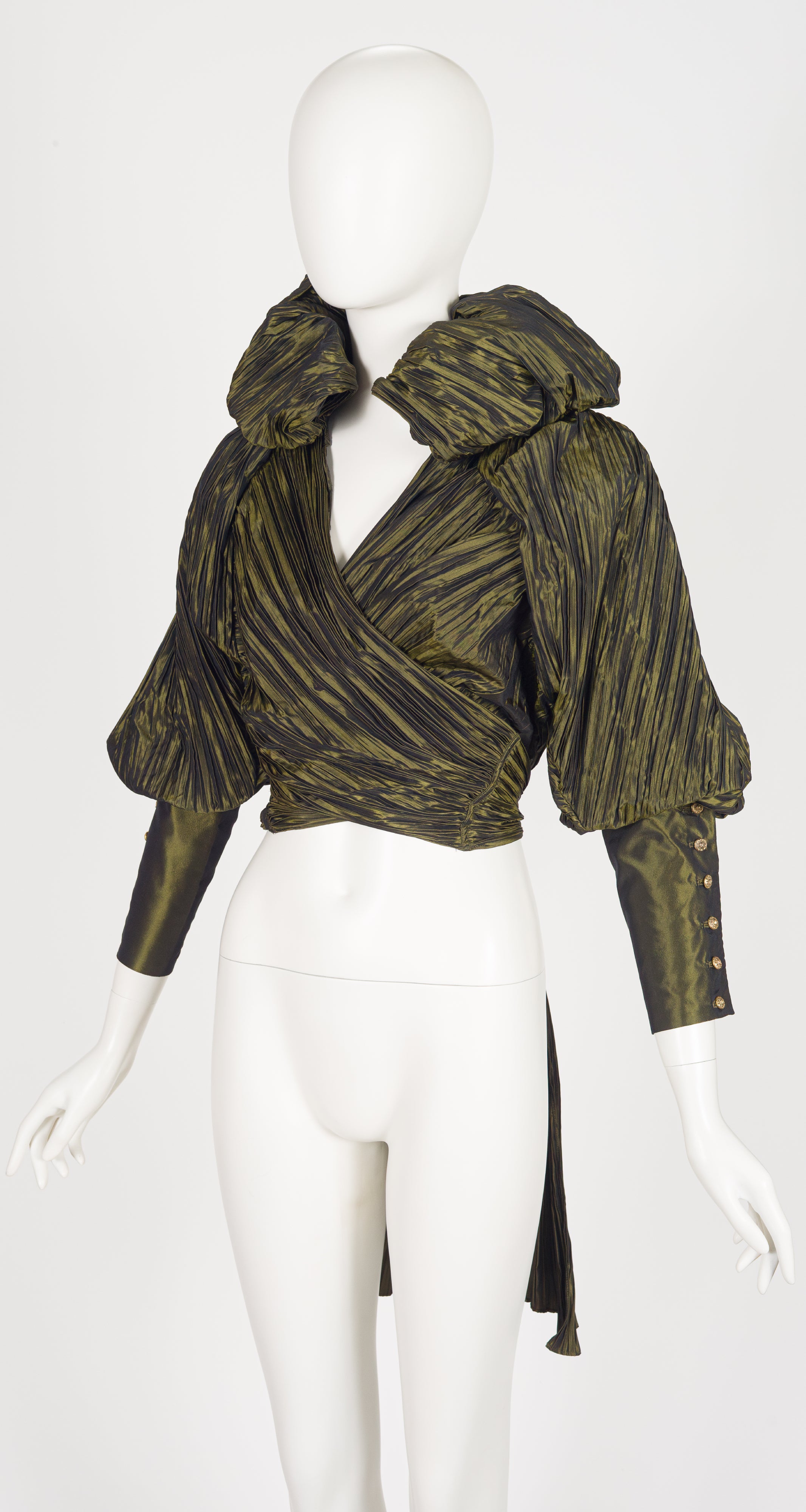 1990-91 F/W Pleated Iridescent Taffeta Cropped Wrap Top