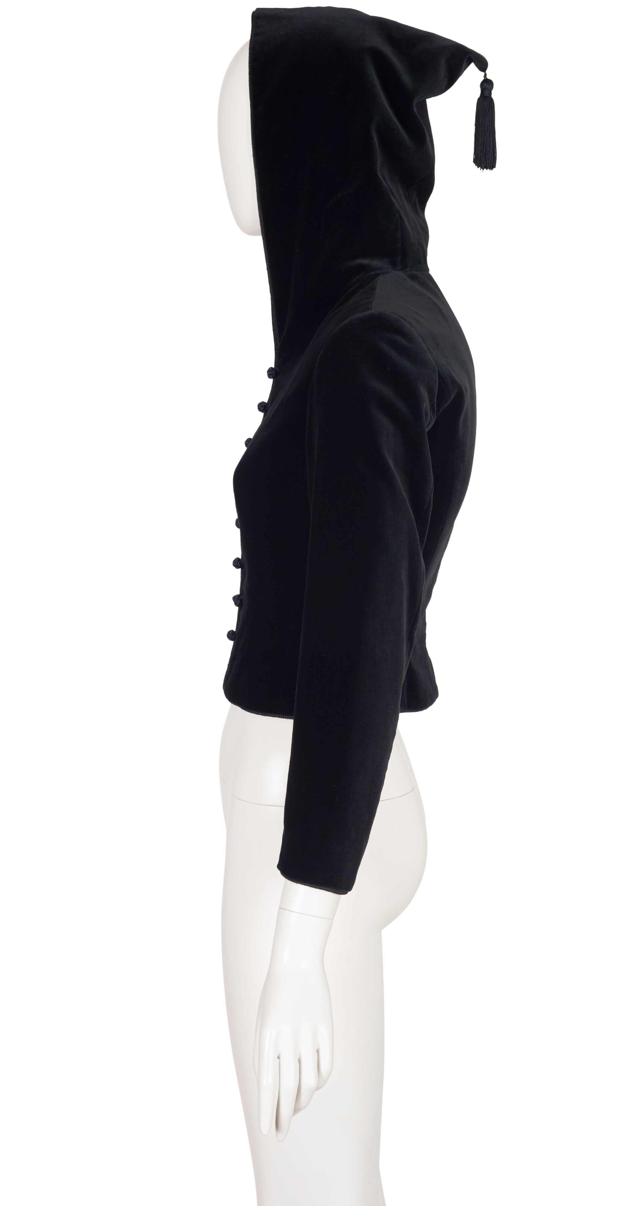 1998 F/W Black Velvet Tassel Hood Jacket