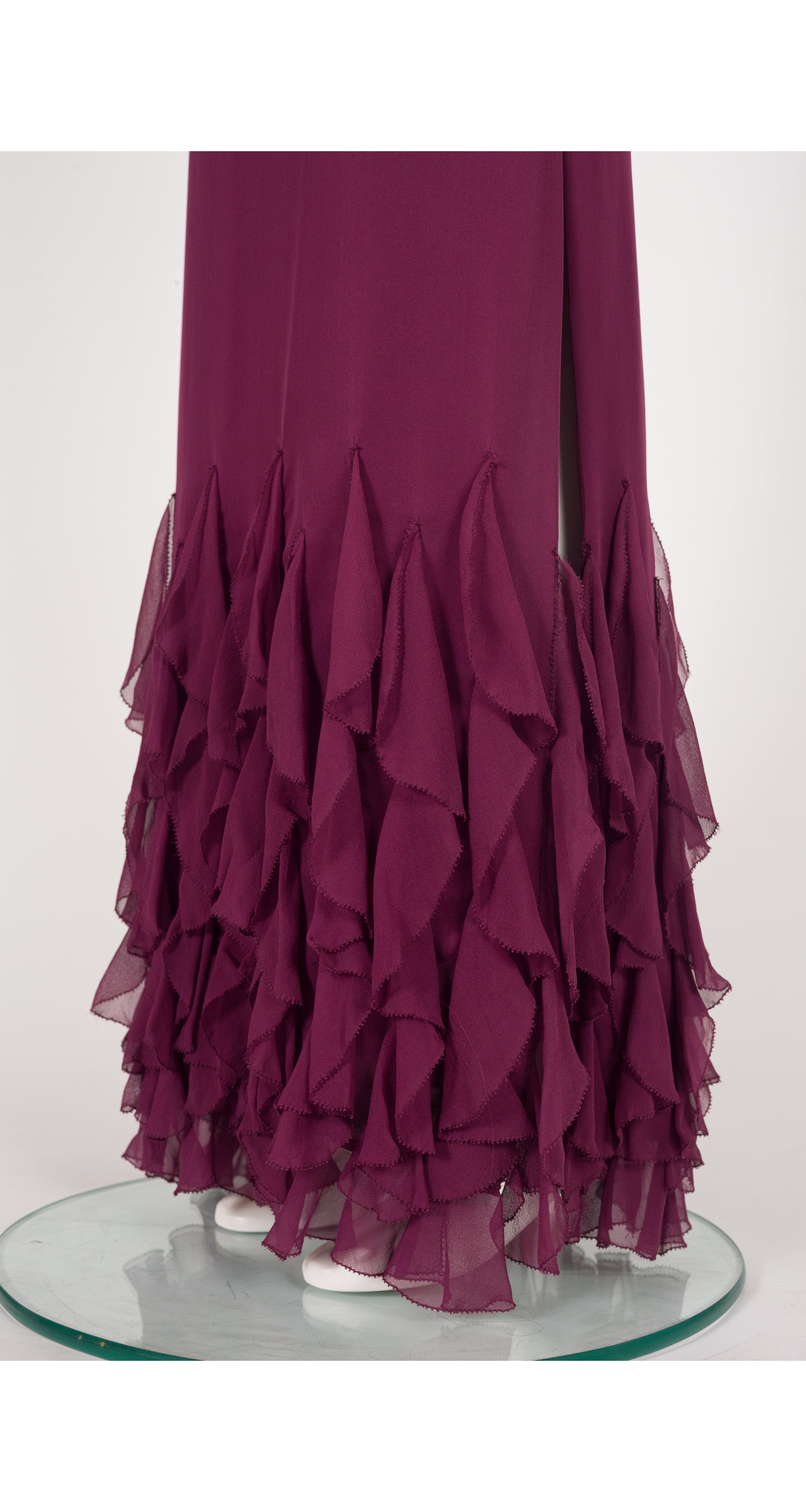 2004-05 F/W Burgundy Silk Chiffon Petal Evening Skirt