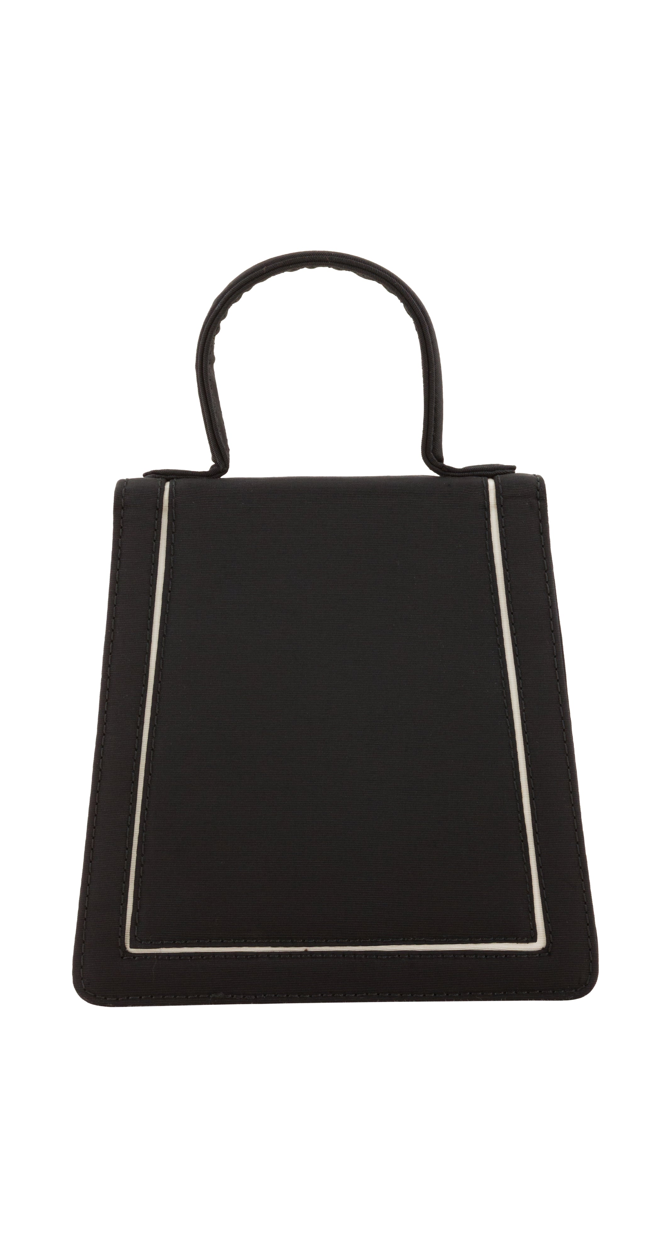1990s Black Rayon Faille Bow Top Handle Bag