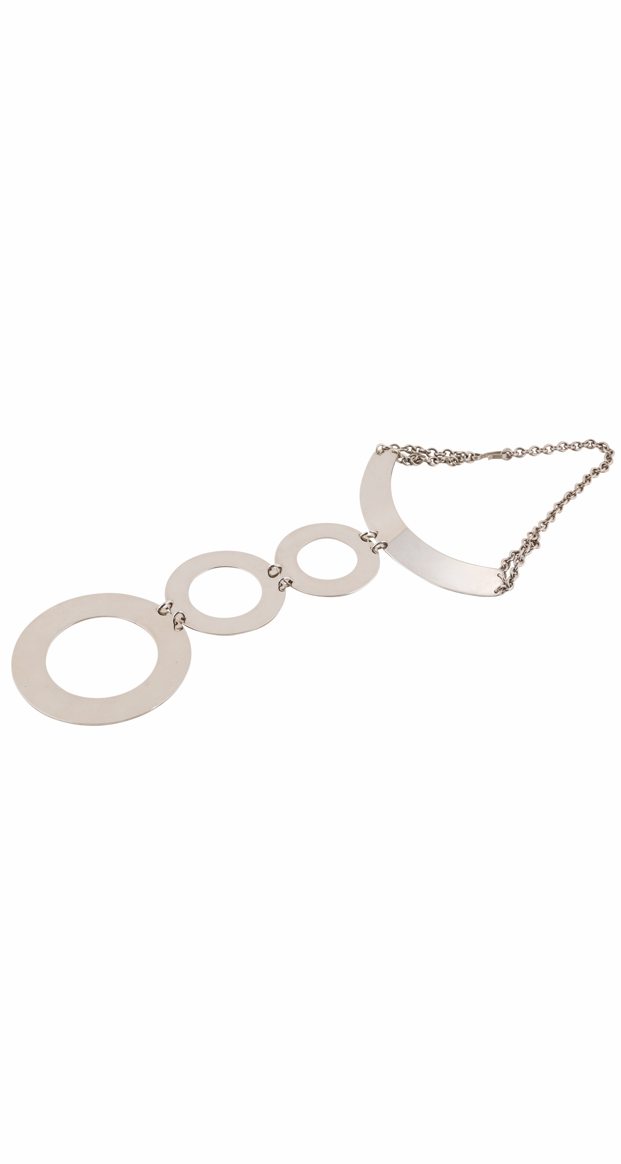 1960s Space Age Circle Chrome Choker Necklace