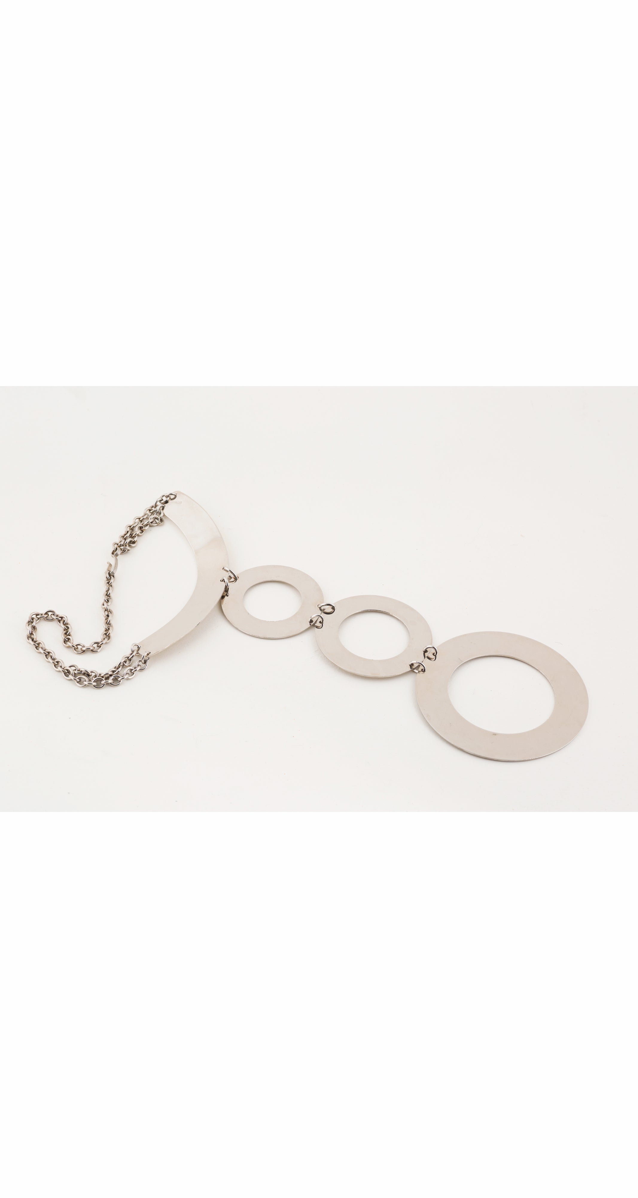 1960s Space Age Circle Chrome Choker Necklace