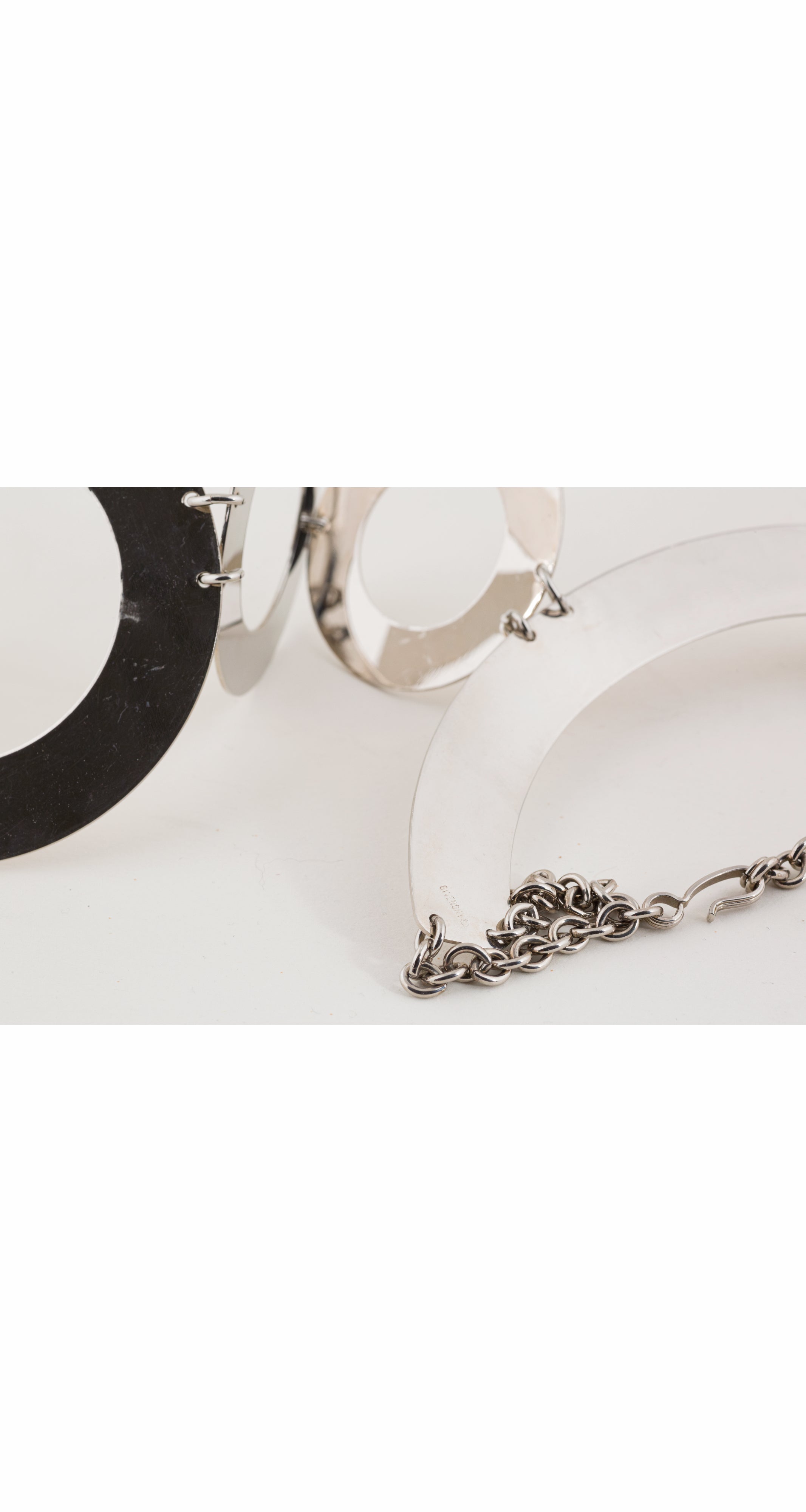 1960s Space Age Circle Chrome Choker Necklace