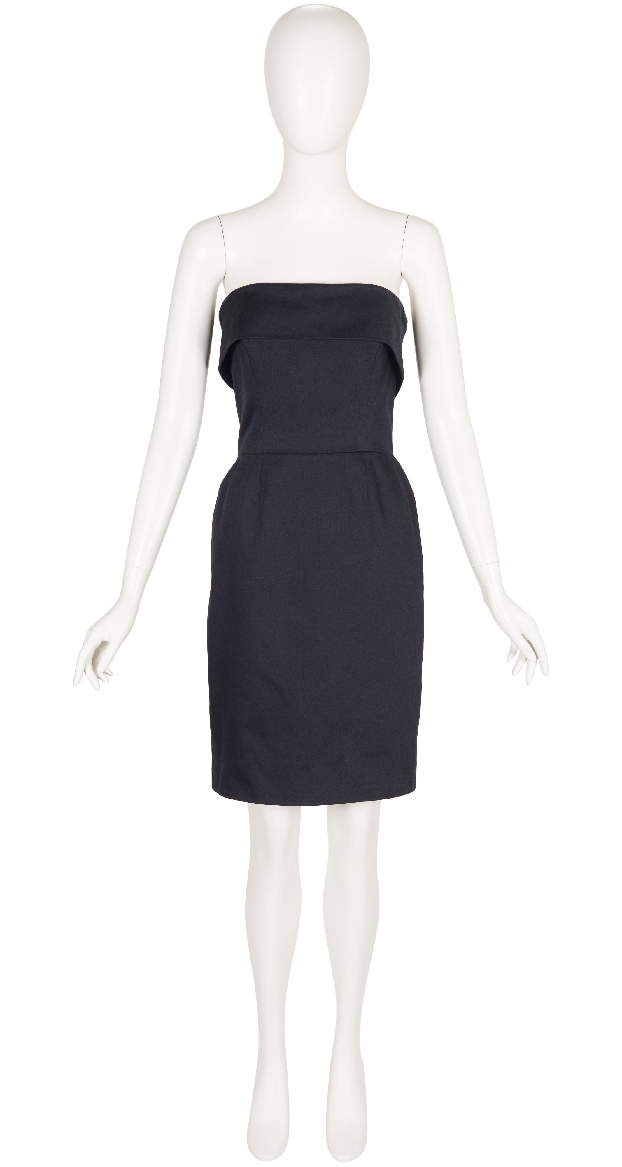 1987 S/S Black Cotton Strapless Bustier Dress