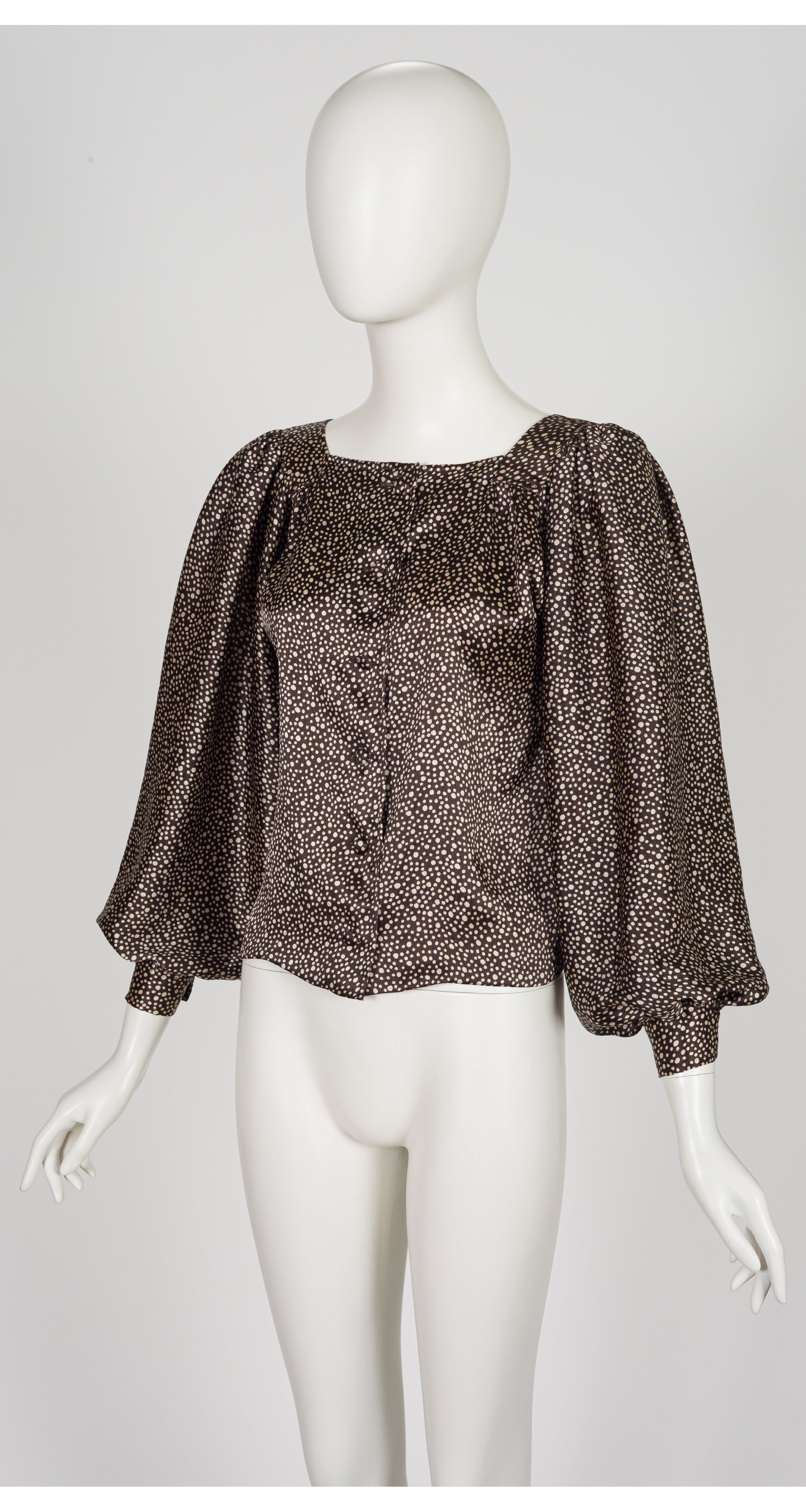 1972-73 F/W Dot Print Brown Balloon Sleeve Blouse