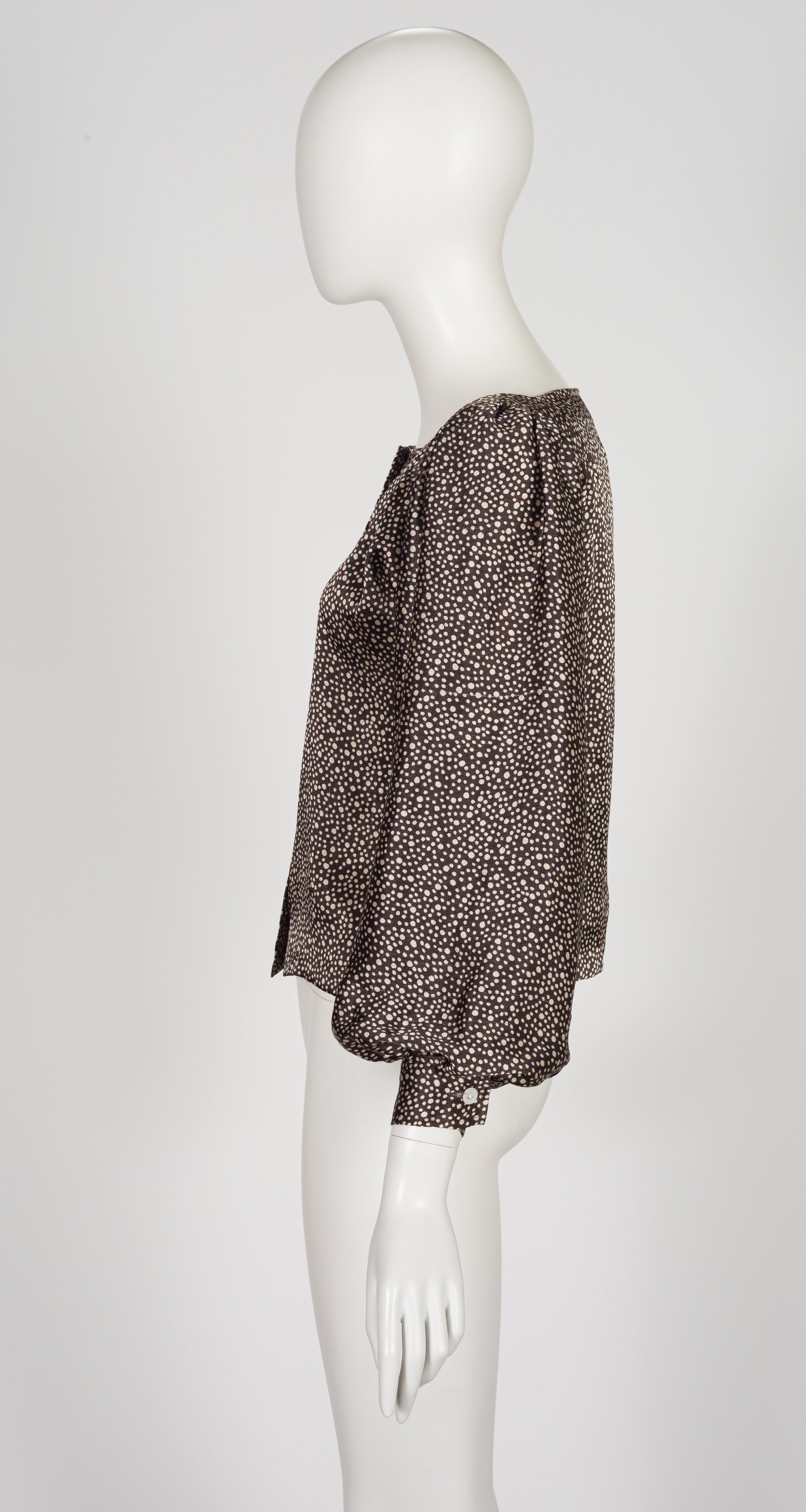 1972-73 F/W Dot Print Brown Balloon Sleeve Blouse