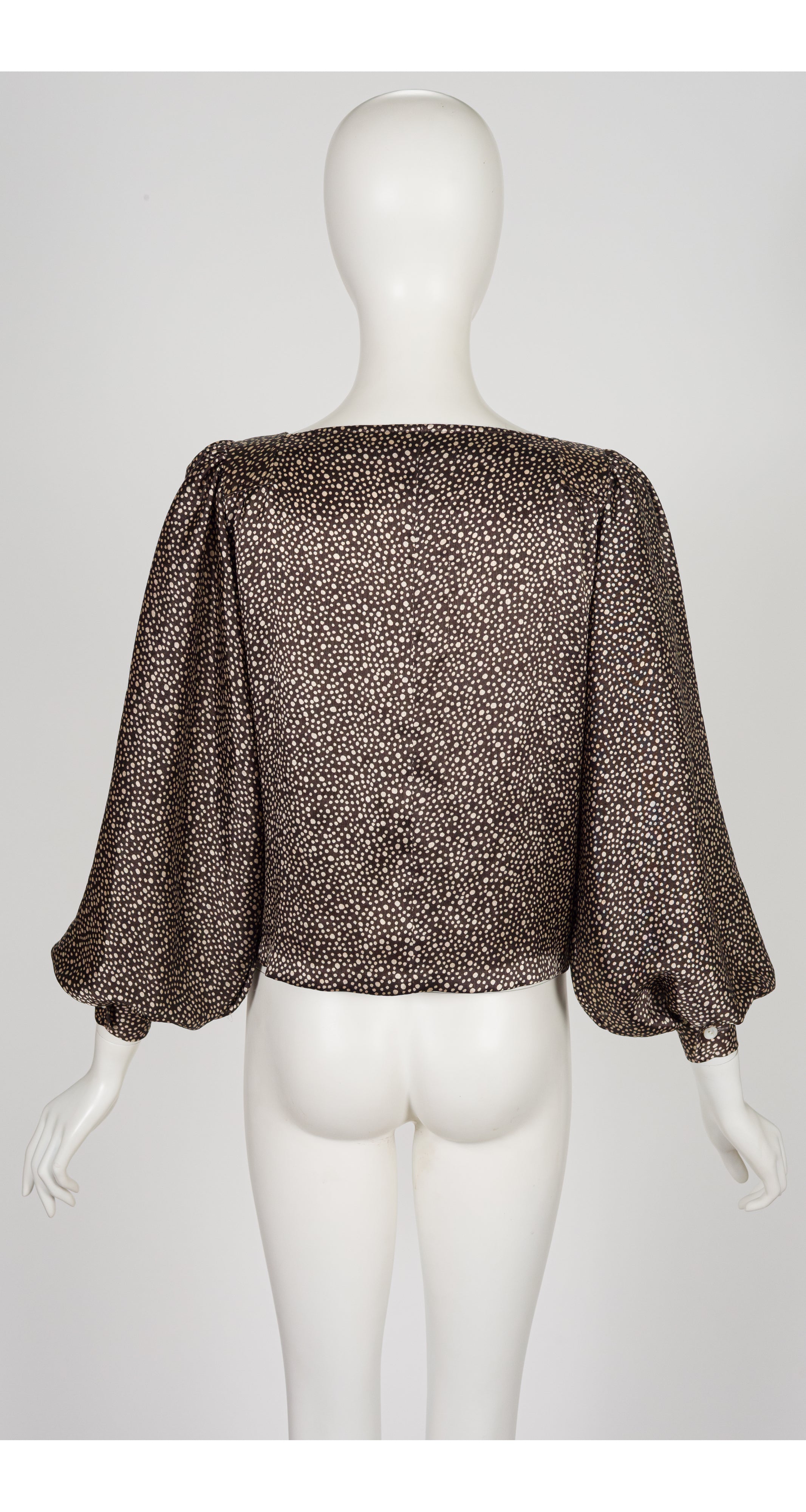 1972-73 F/W Dot Print Brown Balloon Sleeve Blouse